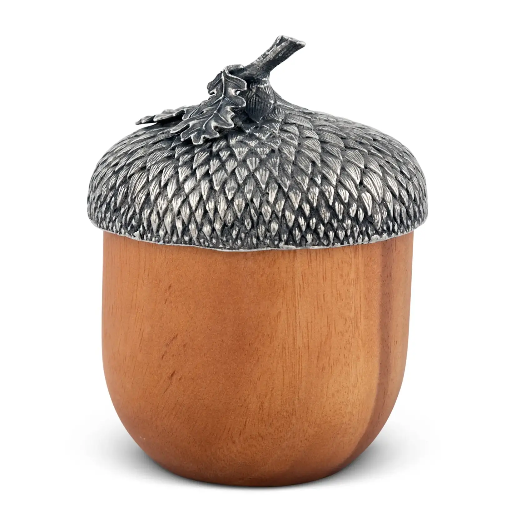 Vagabond House Pewter Top Wood Acorn Box
