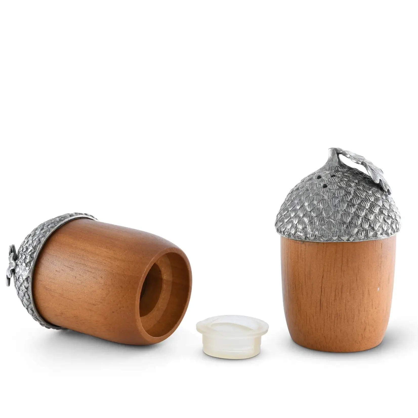 Vagabond House Wood and Pewter Acorns Salt & Pepper Set