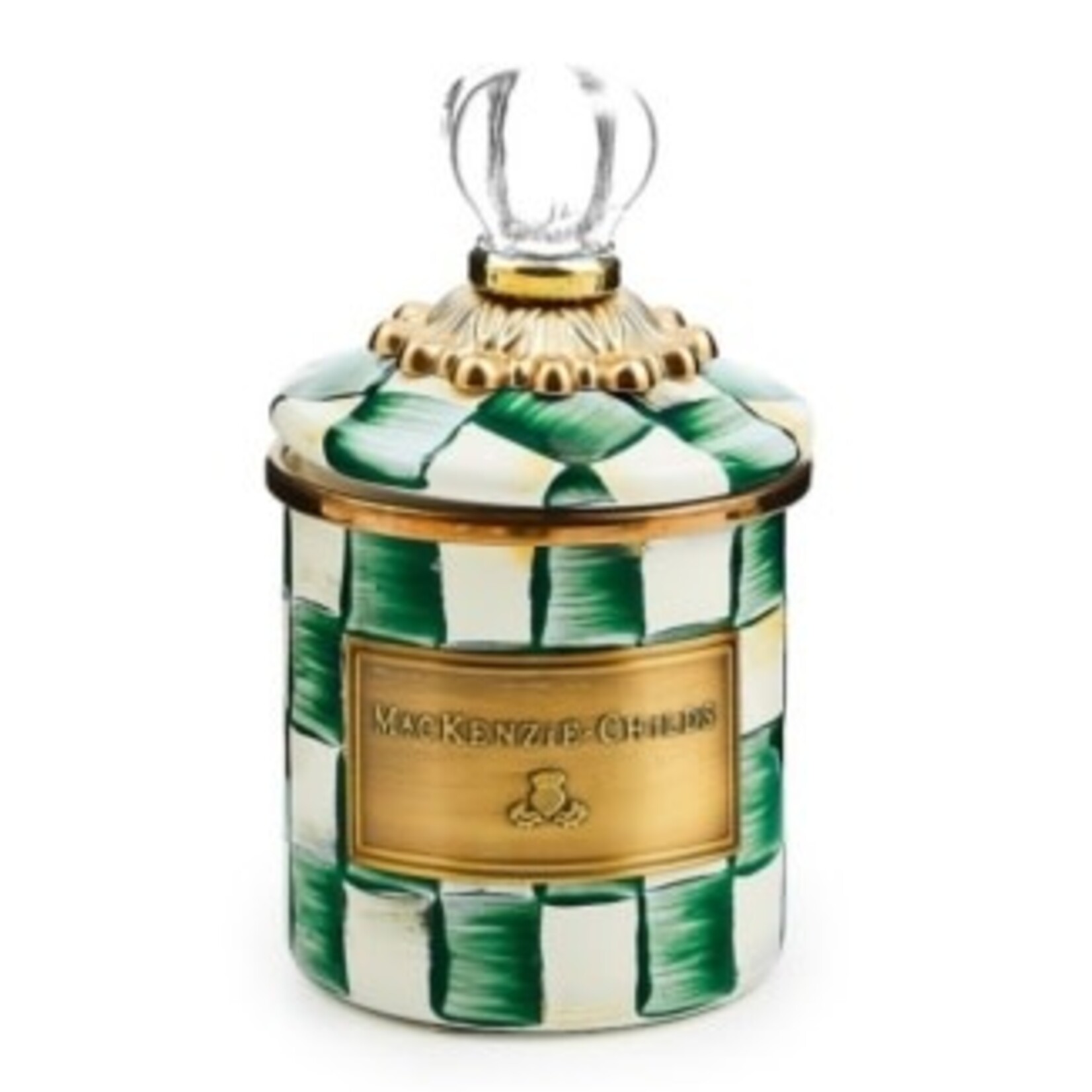MacKenzie-Childs emerald check mini canister