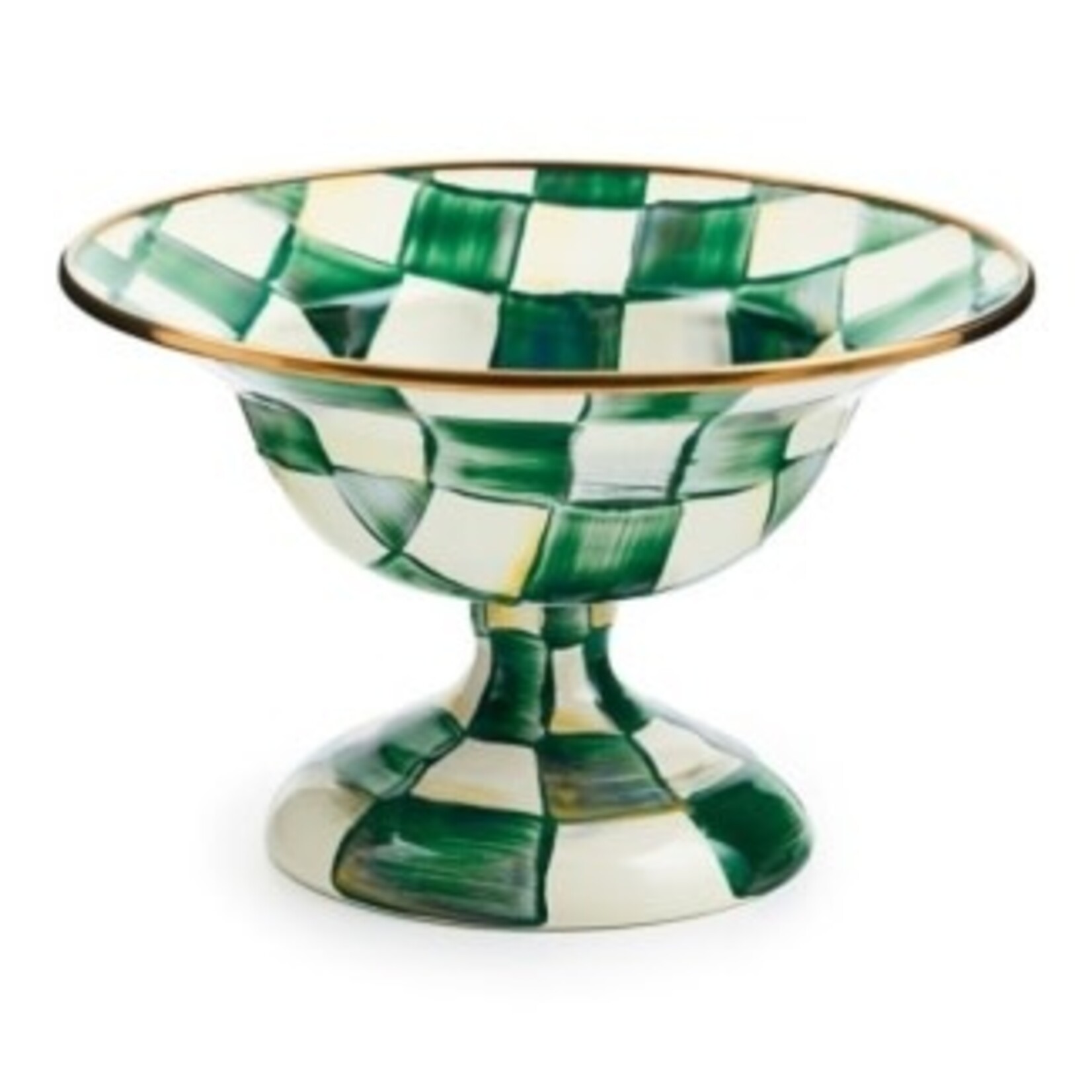MacKenzie-Childs emerald check small compote