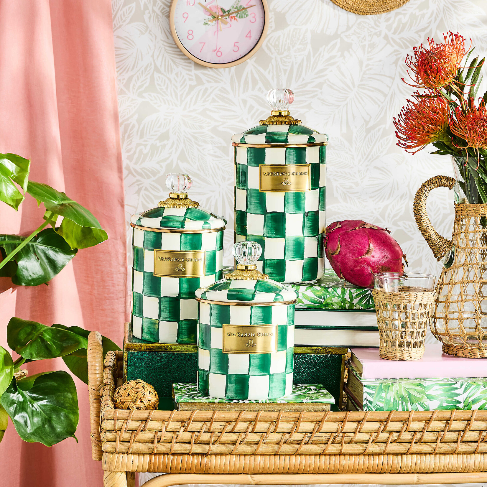 MacKenzie-Childs emerald check large canister