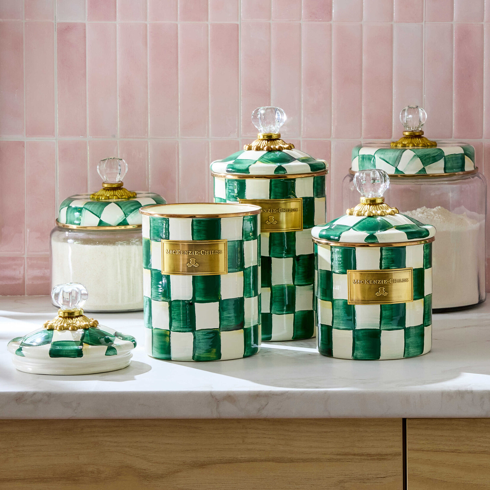 MacKenzie-Childs emerald check large canister