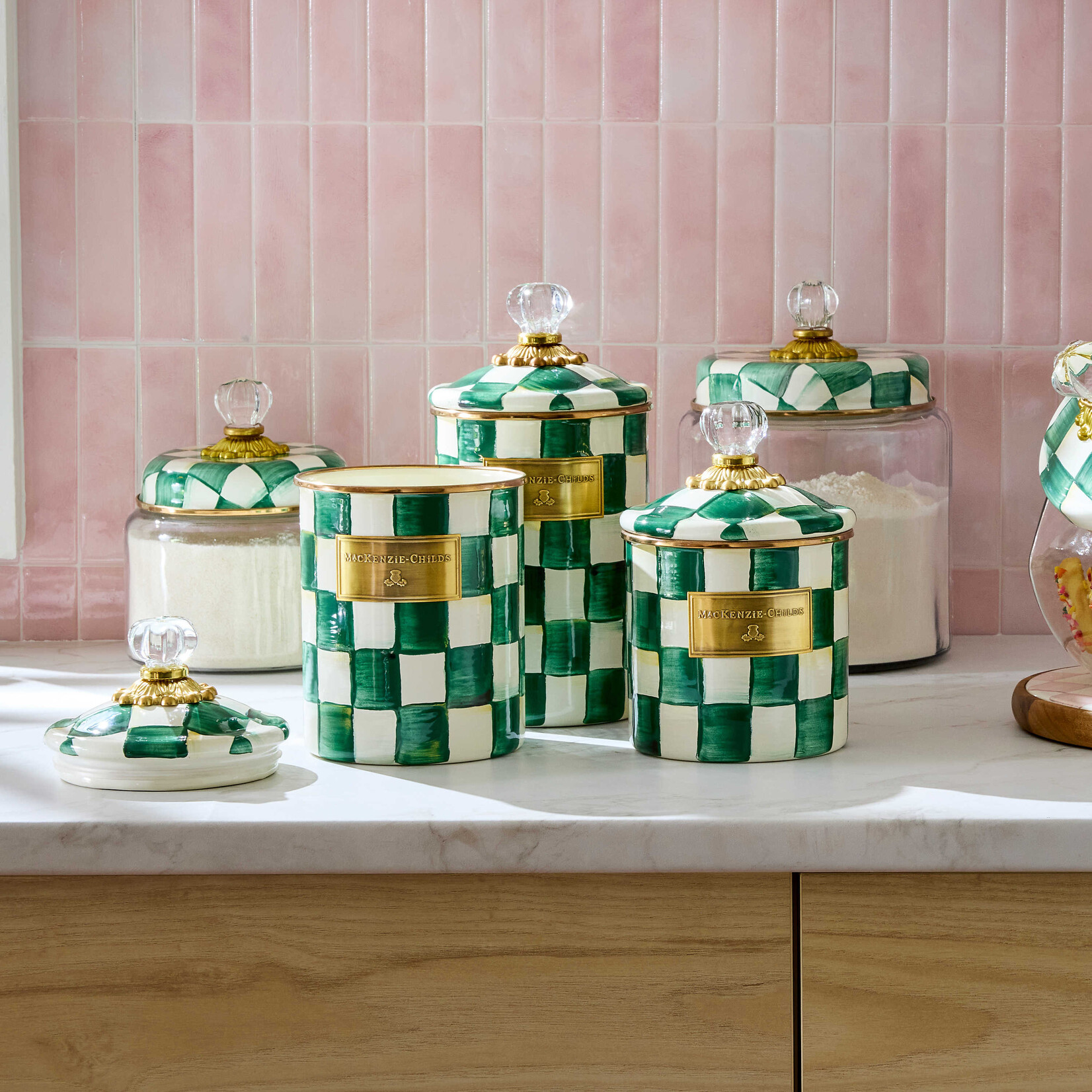 MacKenzie-Childs emerald check medium canister