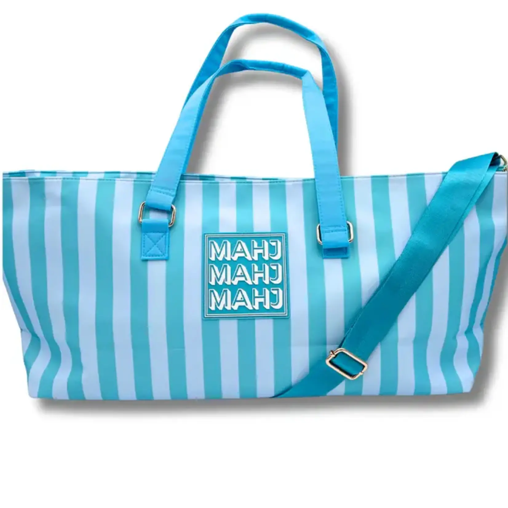 My Fair Mahjong Blue Stripe Mahjong Tote Bag