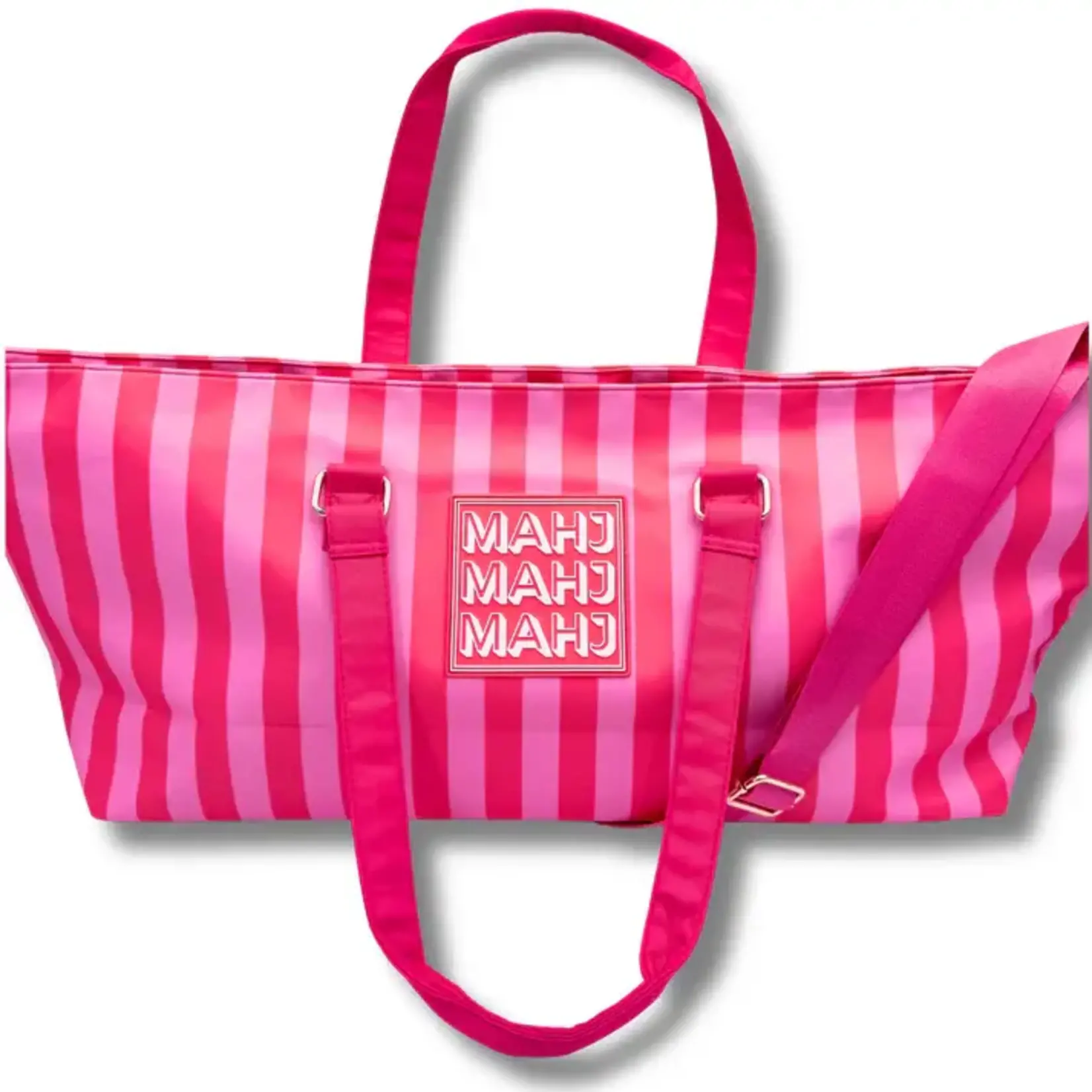 My Fair Mahjong Pink & Red Stripe Mahjong Tote Bag
