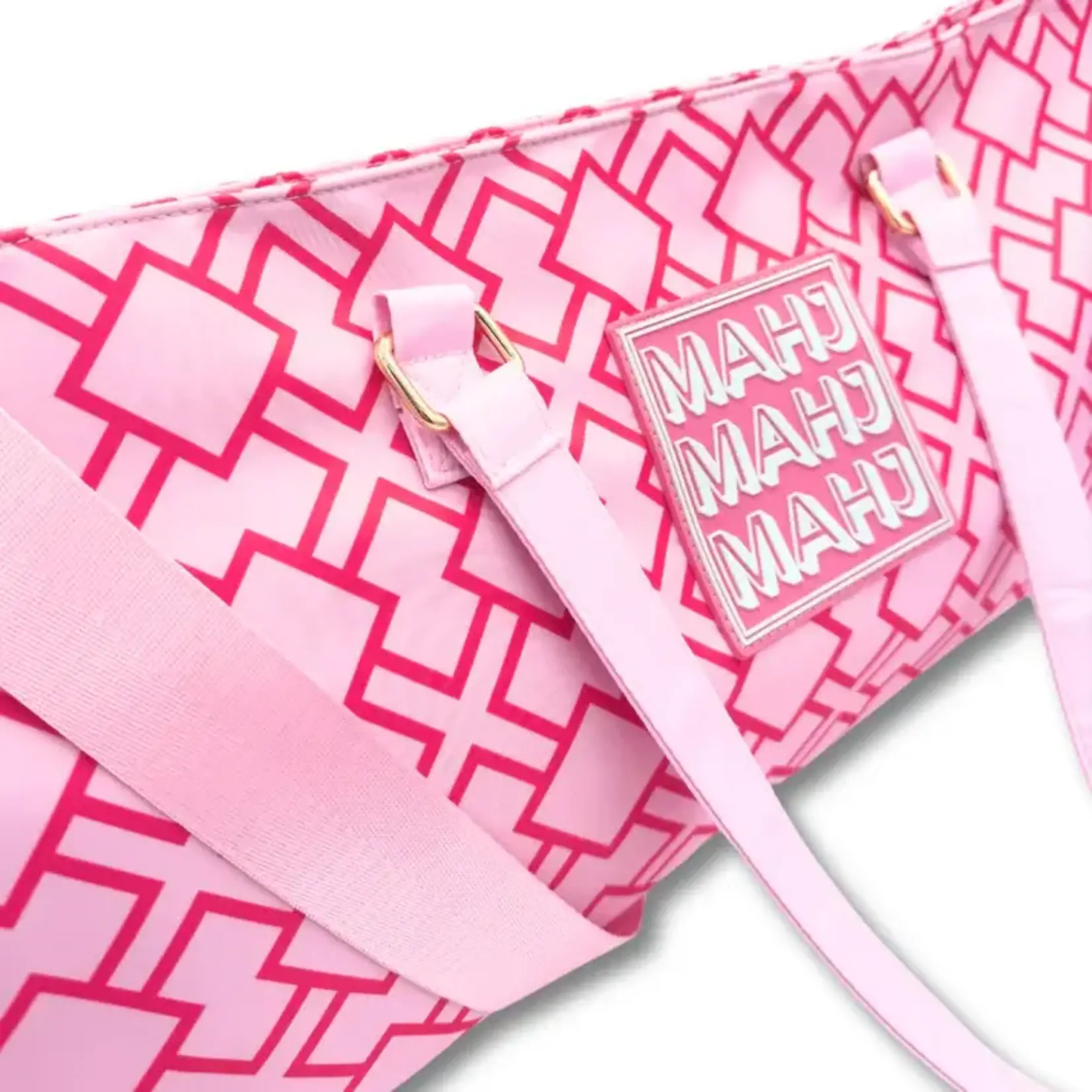 My Fair Mahjong Geometric Pink Mahjong Tote Bag
