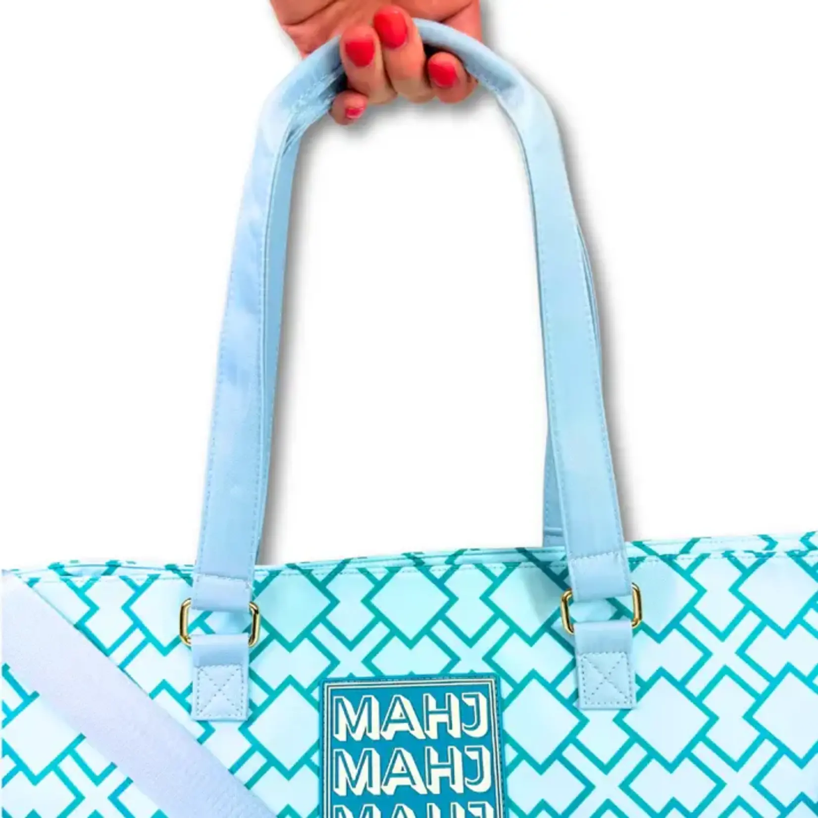My Fair Mahjong Geometric Green Mahjong Tote Bag