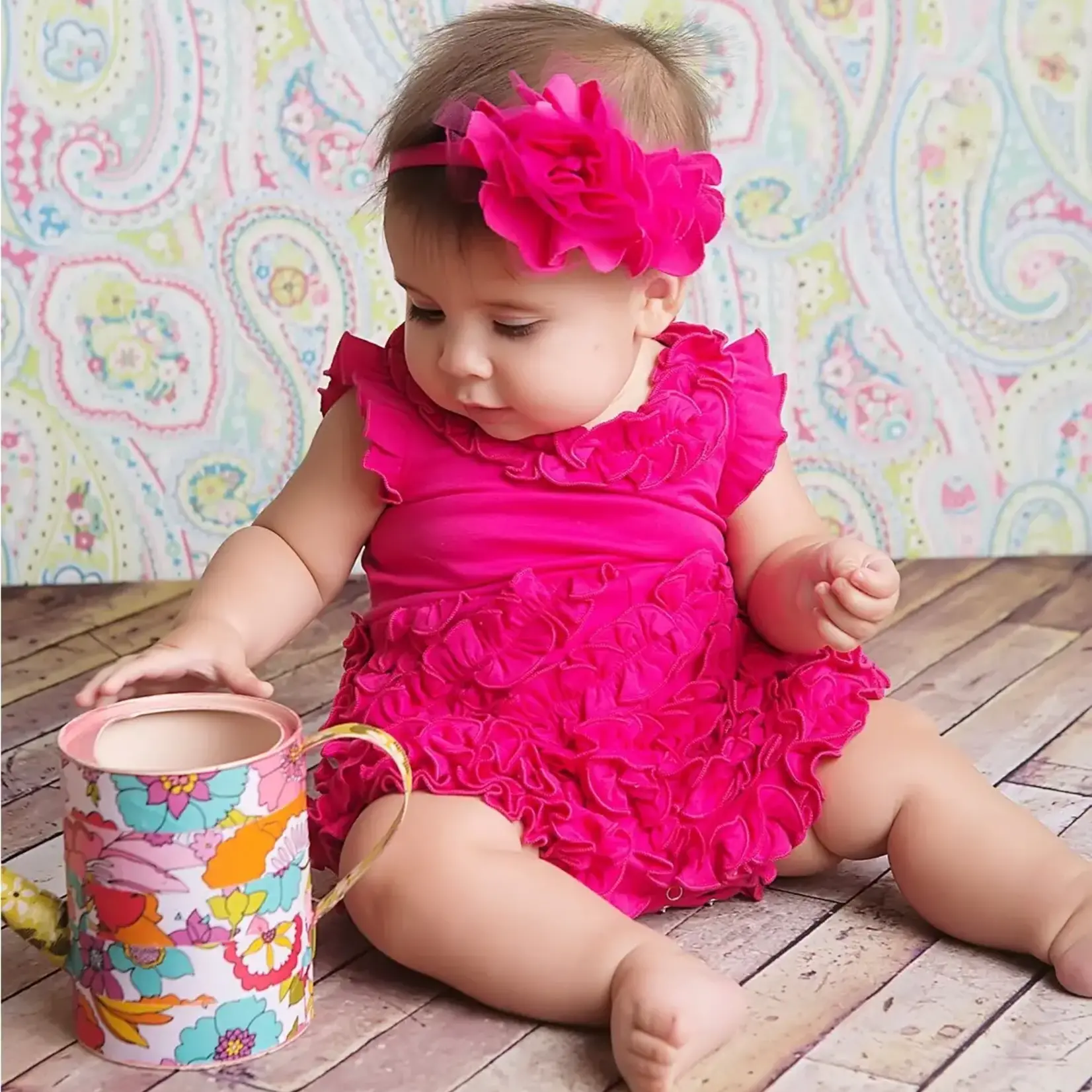 Lemon Loves Lime Boutique Layette Basic-Cabaret Rose Headband