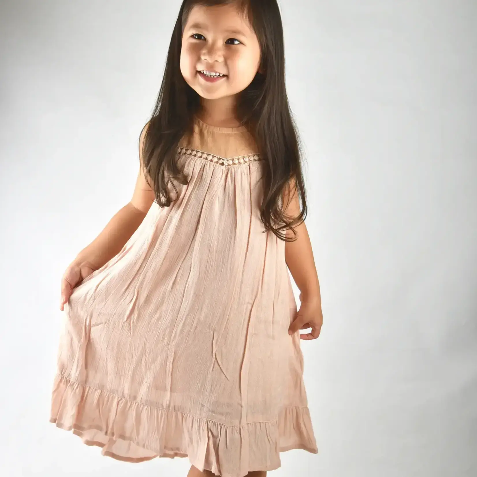 Yo Baby Blush Lace Detail Dress 11Y