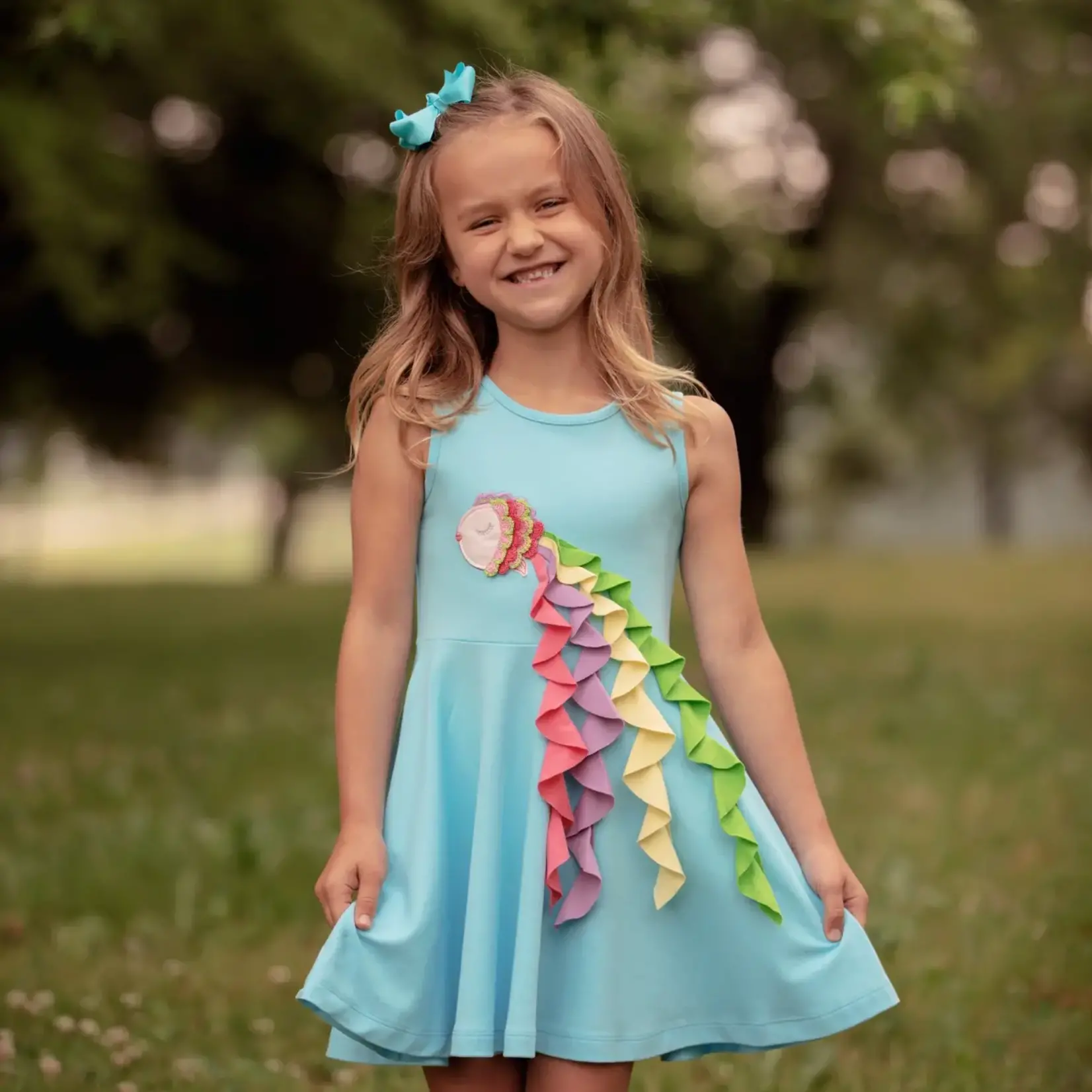 Lemon Loves Lime Boutique Girl-Rainbow Fish Dress