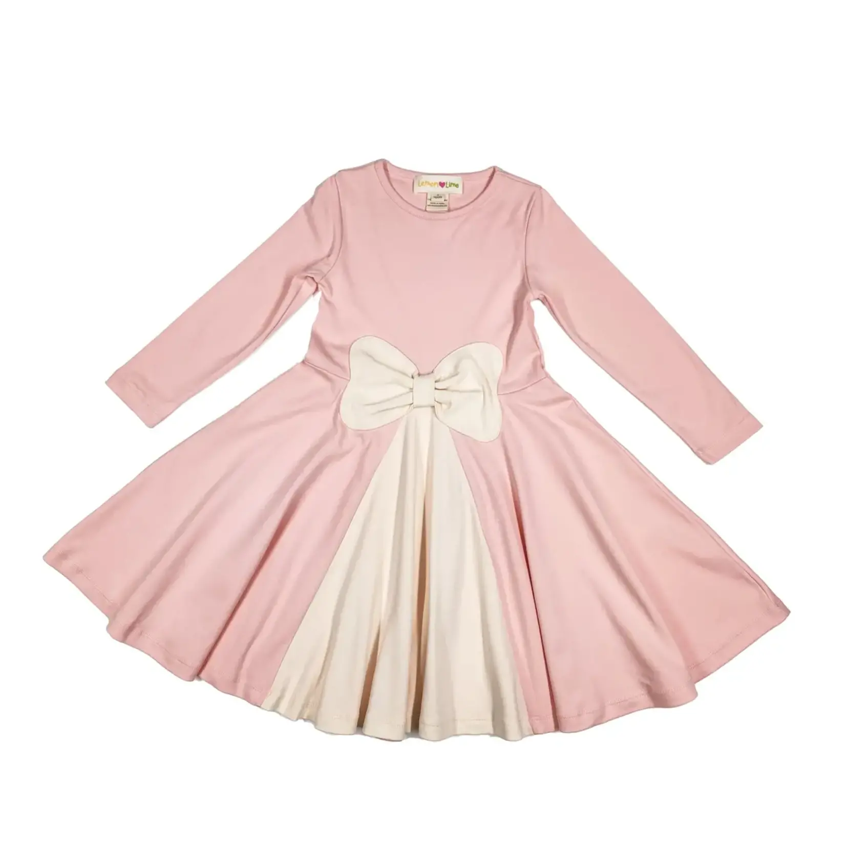Lemon Loves Lime Boutique Girl-Grand Bow Dress-Rose Shadow