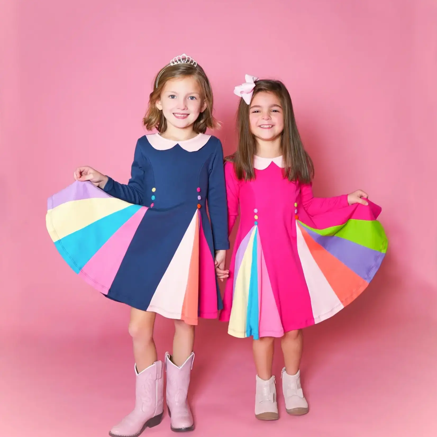 Lemon Loves Lime Boutique Girl-School Rainbow Dress-Cabaret