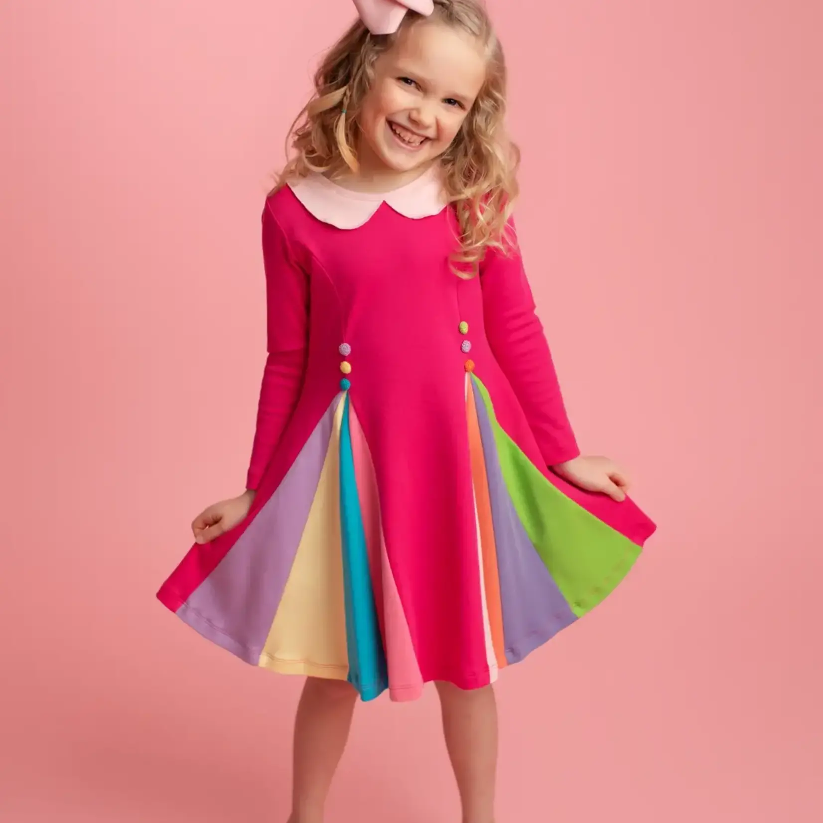 Lemon Loves Lime Boutique Girl-School Rainbow Dress-Cabaret