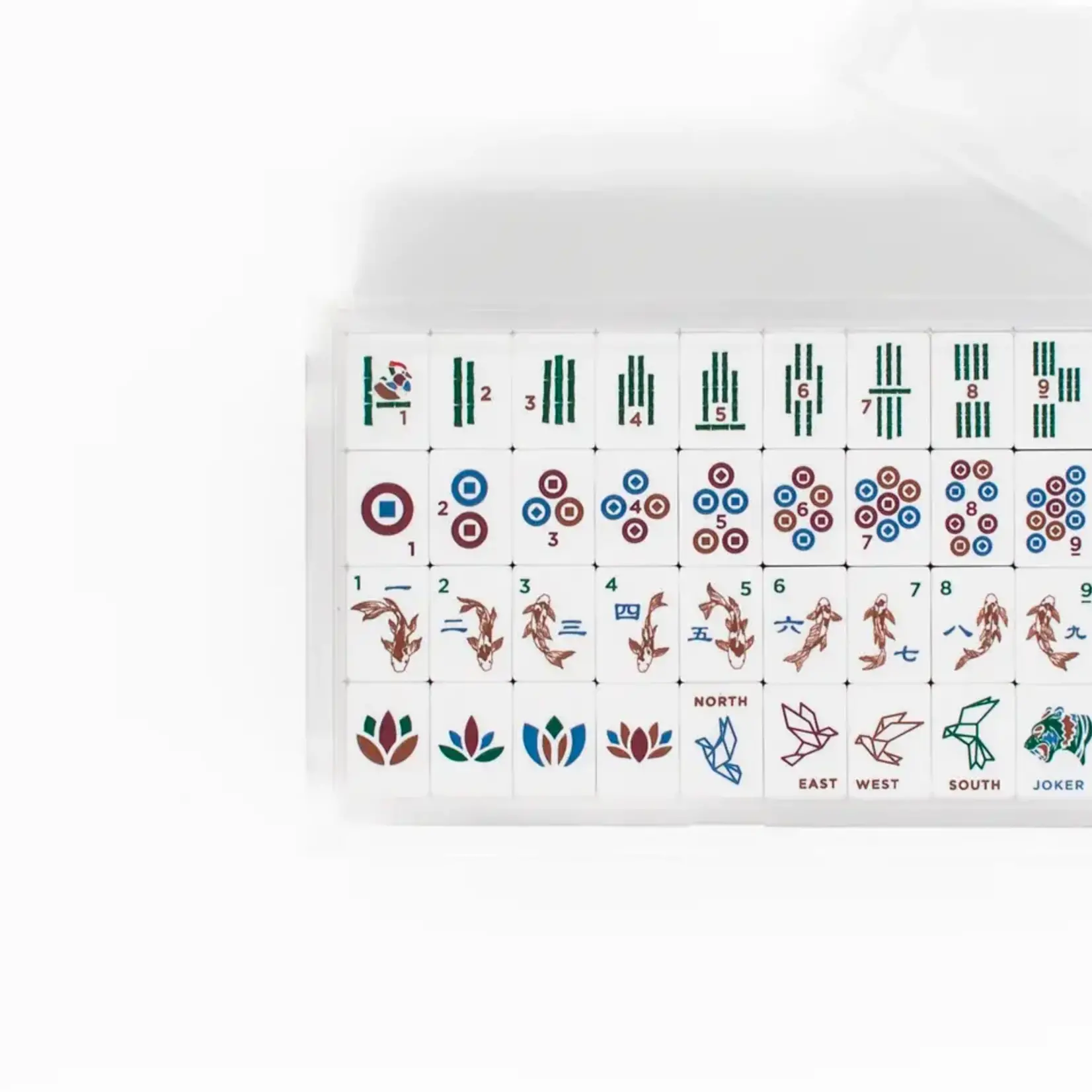 Bam Bird Boutique Azure Origami Mahjong Tile Set with Forest Green/Navy Bag