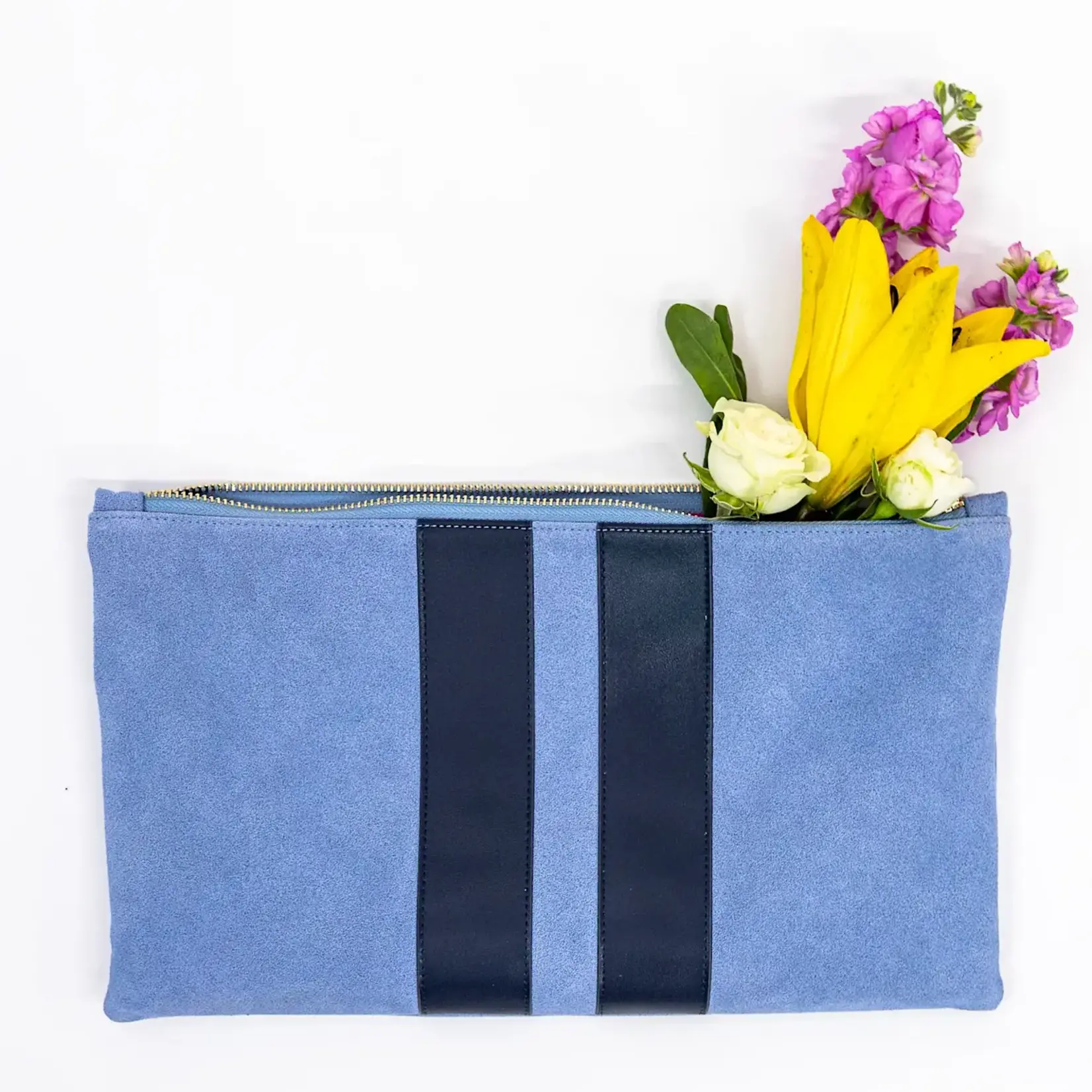 Bam Bird Boutique Blue/Navy Suede Tile Bag