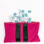 Bam Bird Boutique Bright Pink/Olive Green Suede Tile Bag