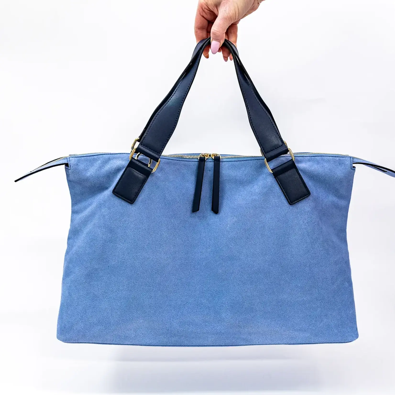 Bam Bird Boutique Blue/Navy Suede Carryall Bag