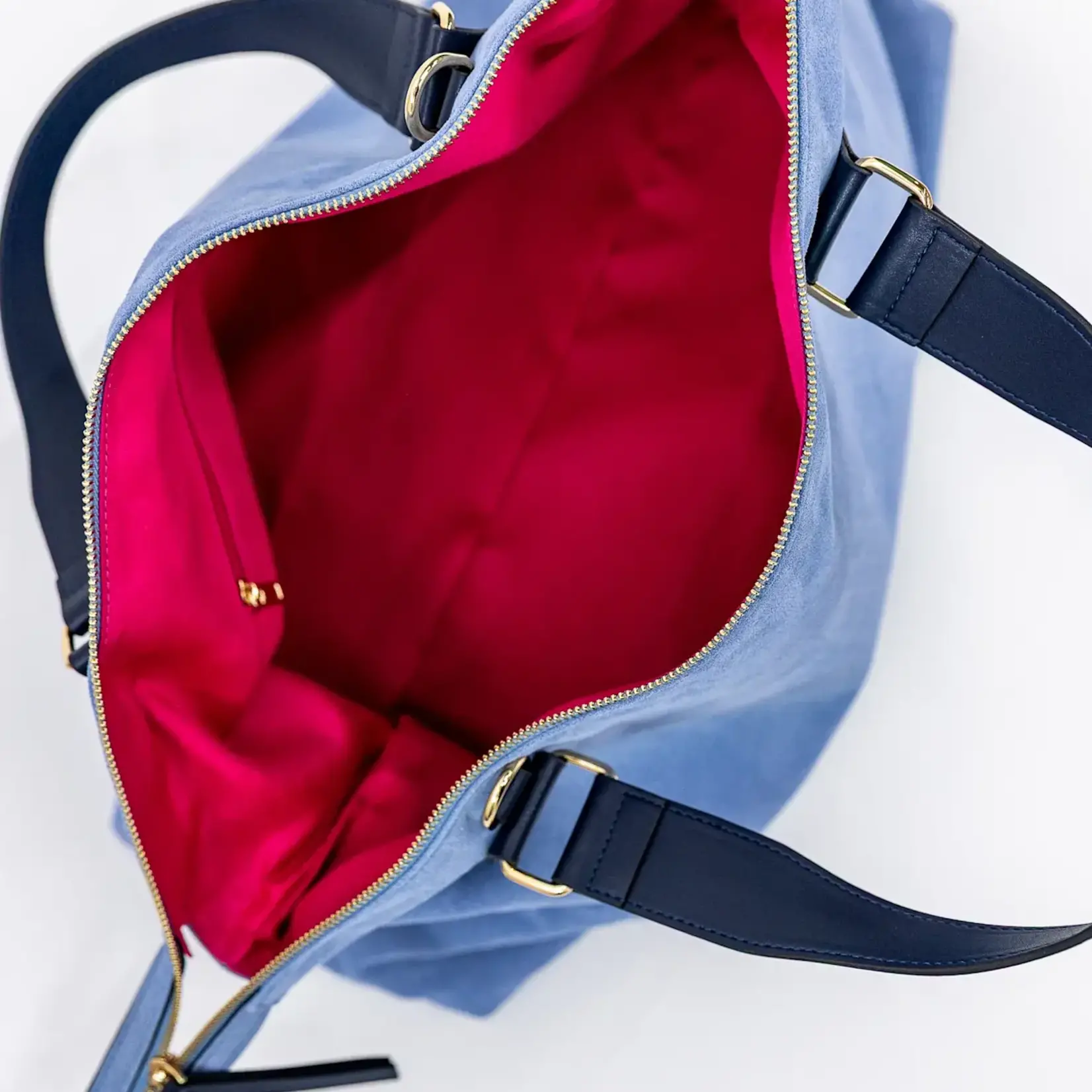 Bam Bird Boutique Blue/Navy Suede Carryall Bag
