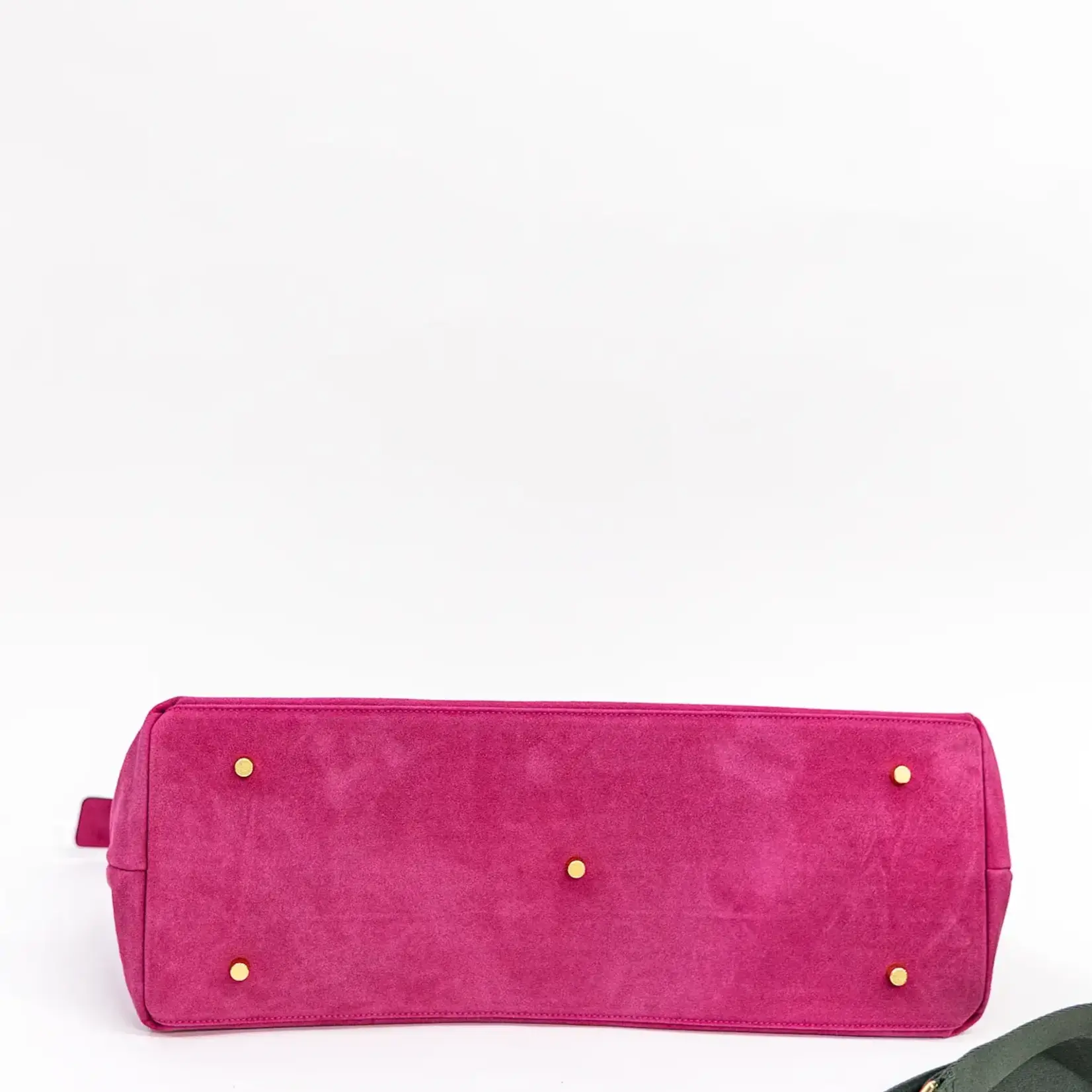 Bam Bird Boutique Bright Pink/Olive Green Suede Carryall Bag