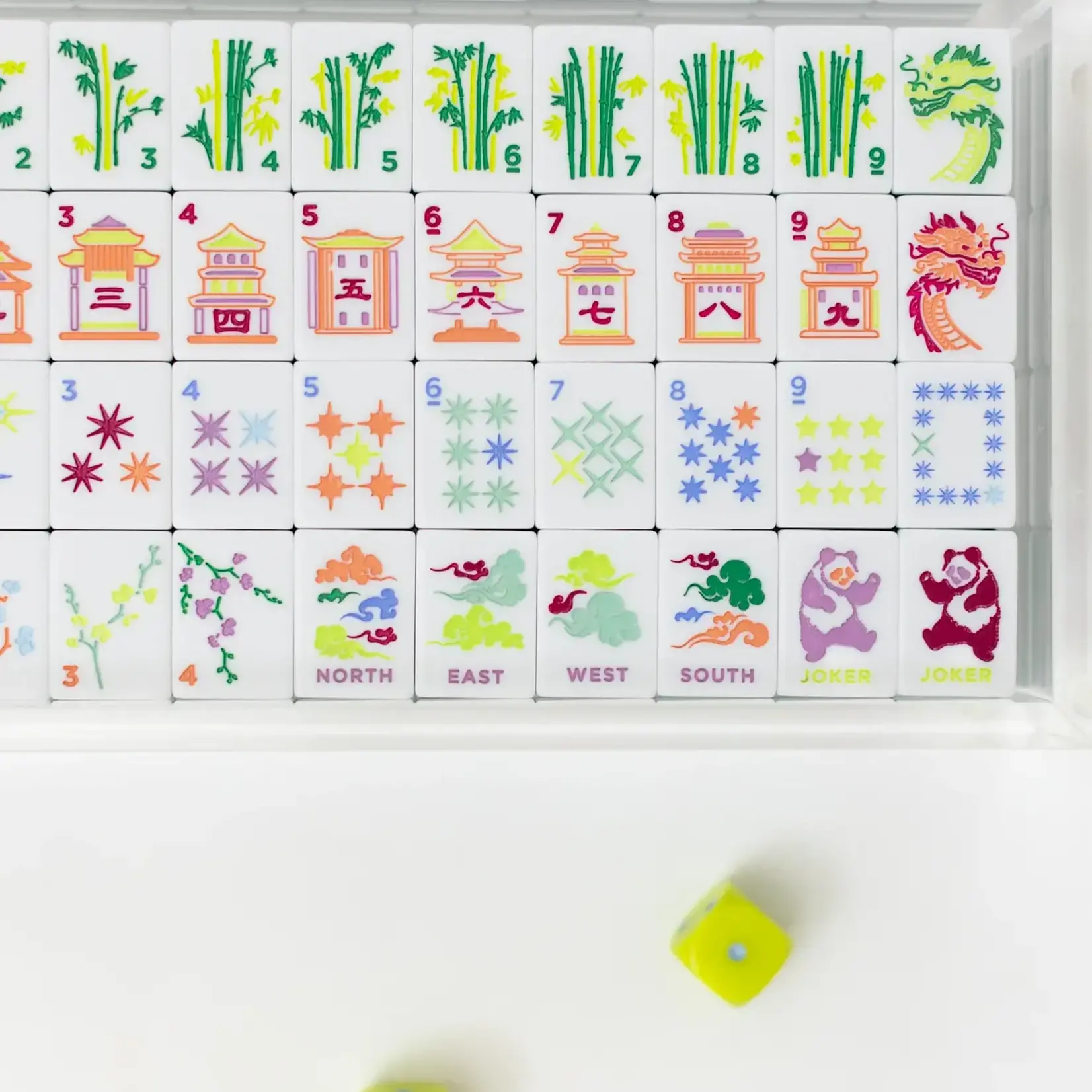 Bam Bird Boutique Emerald East Meets West Mahjong Tile Set w/ Lucite Display Box