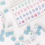 Bam Bird Boutique Teal Classic Mahjong Tile Set in Lucite Display Box