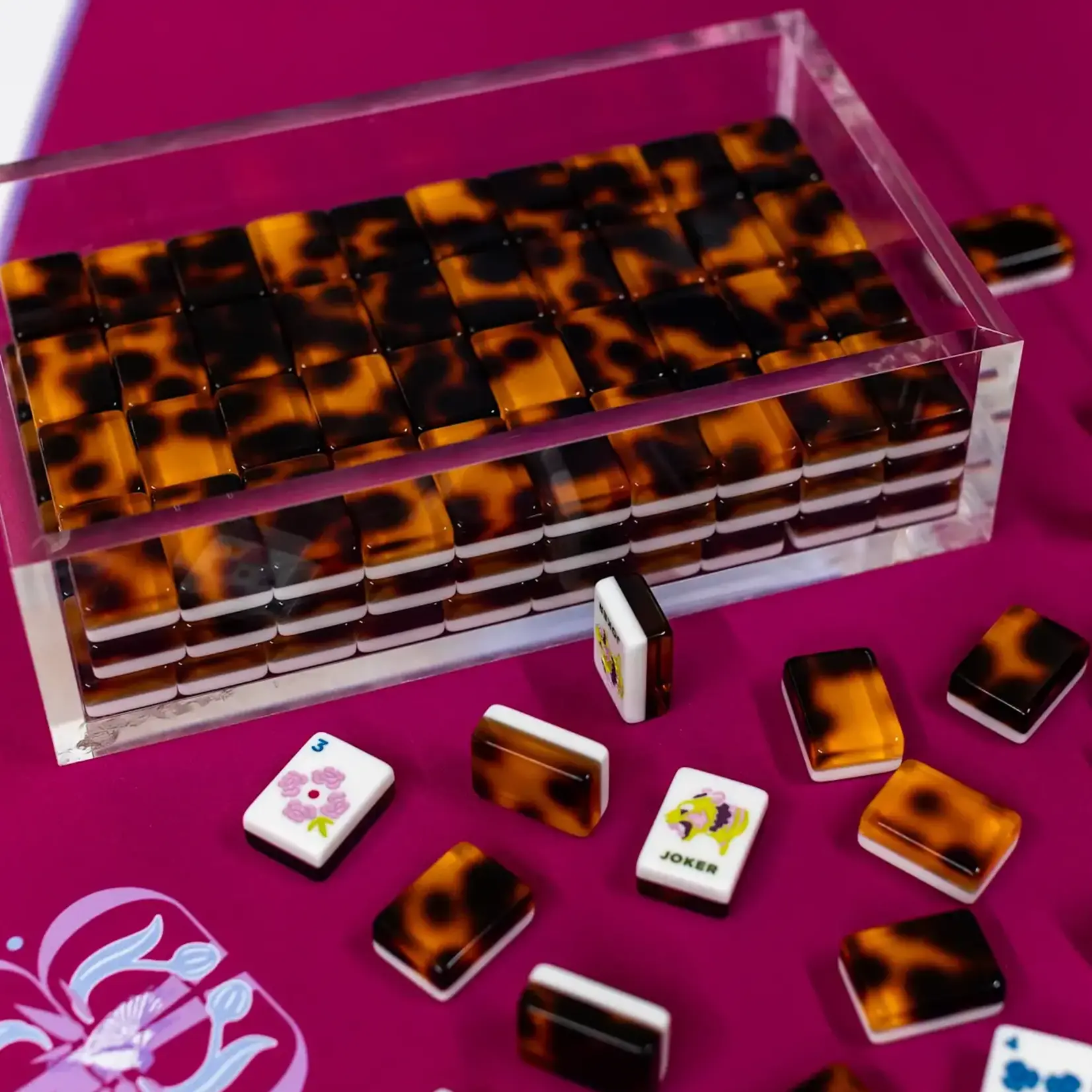Bam Bird Boutique Classic Tortoise Shell Tile Set w/ Lucite Box