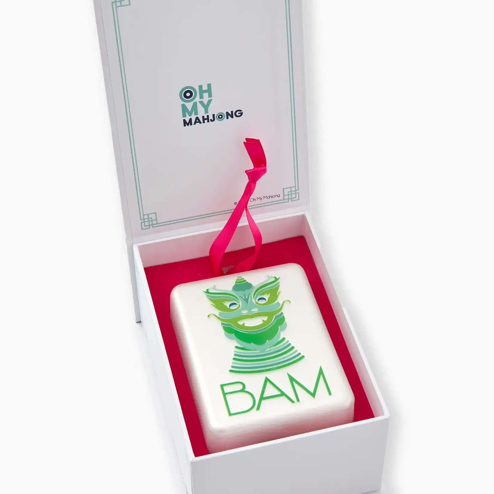 Oh My Mahjong Mint Dragon Ornament