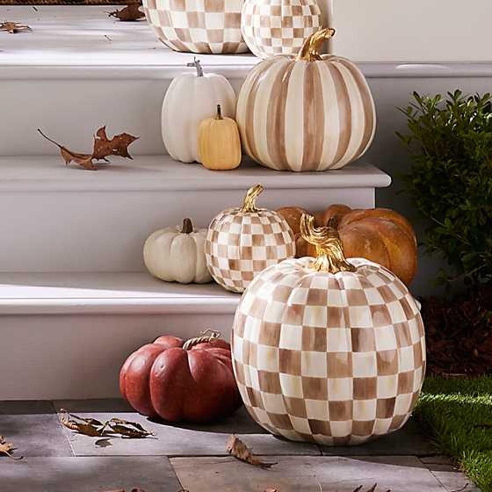 MacKenzie-Childs Mocha Check Small Pumpkin