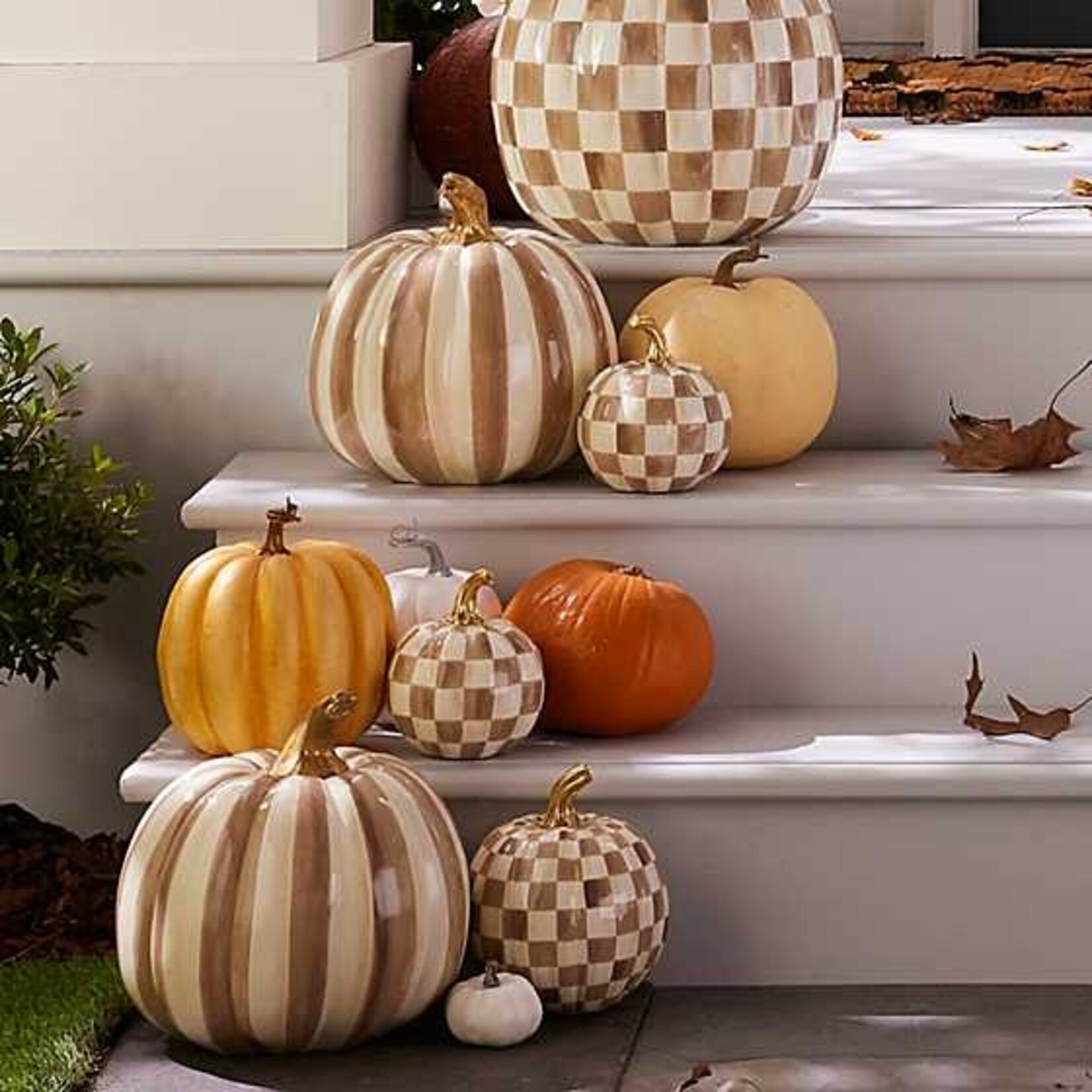 MacKenzie-Childs Mocha Check Mini Pumpkin