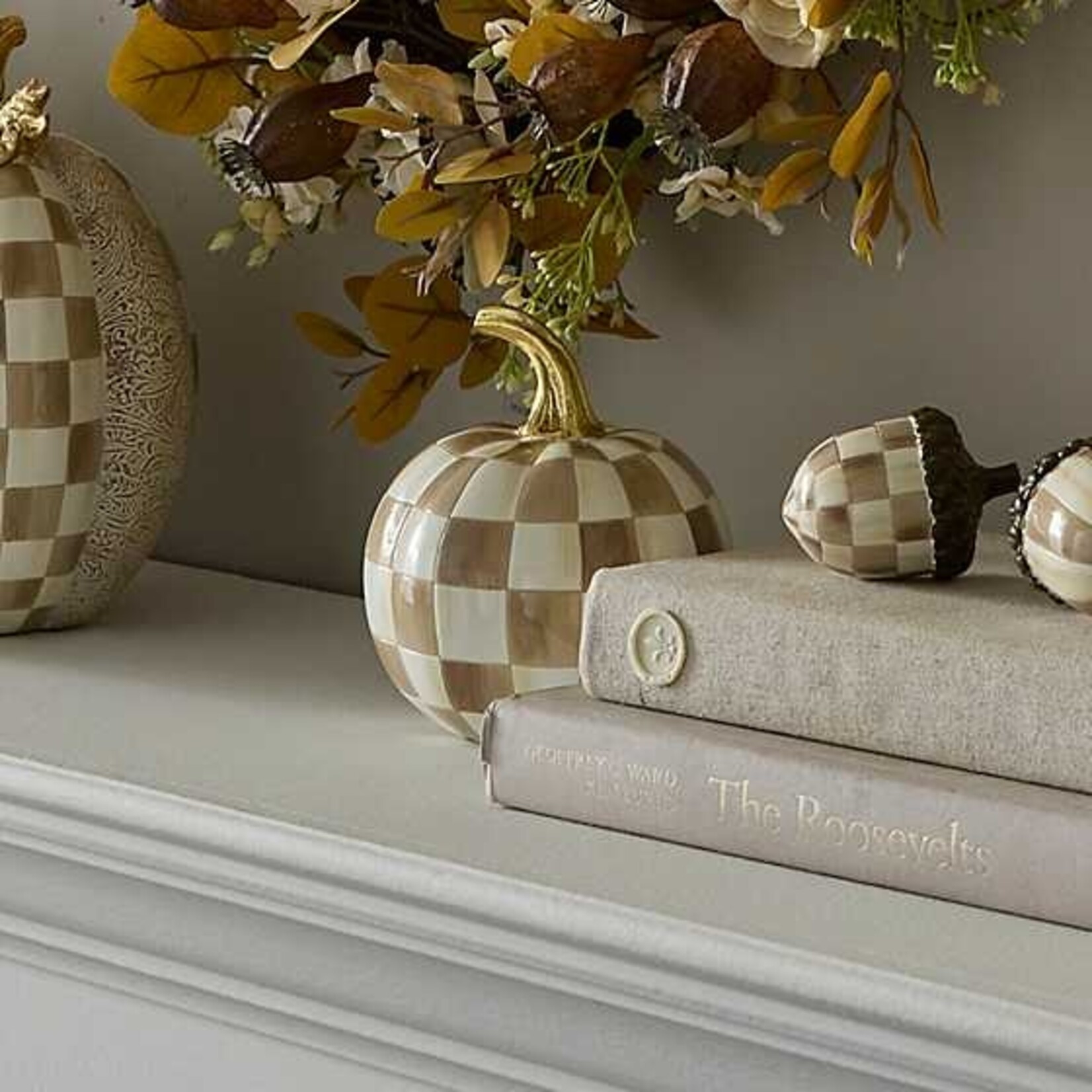 MacKenzie-Childs Mocha Check Mini Pumpkin