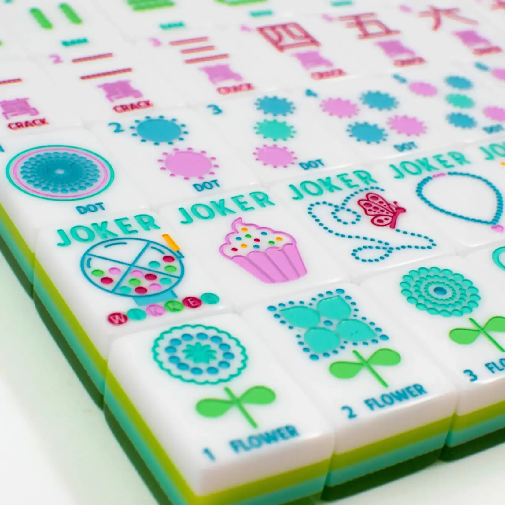 My Fair Mahjong Crystal Confetti Citrus Green Mahjong Tile Set