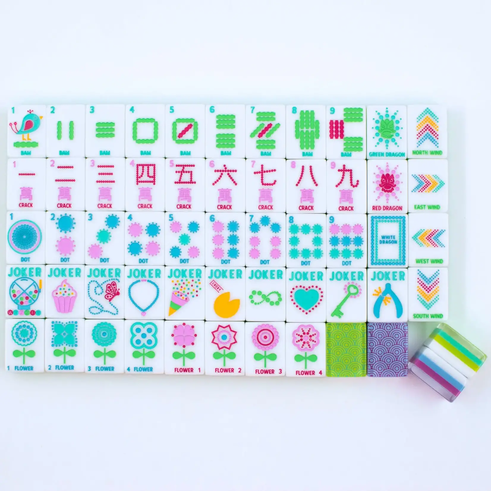 My Fair Mahjong Crystal Confetti Citrus Green Mahjong Tile Set