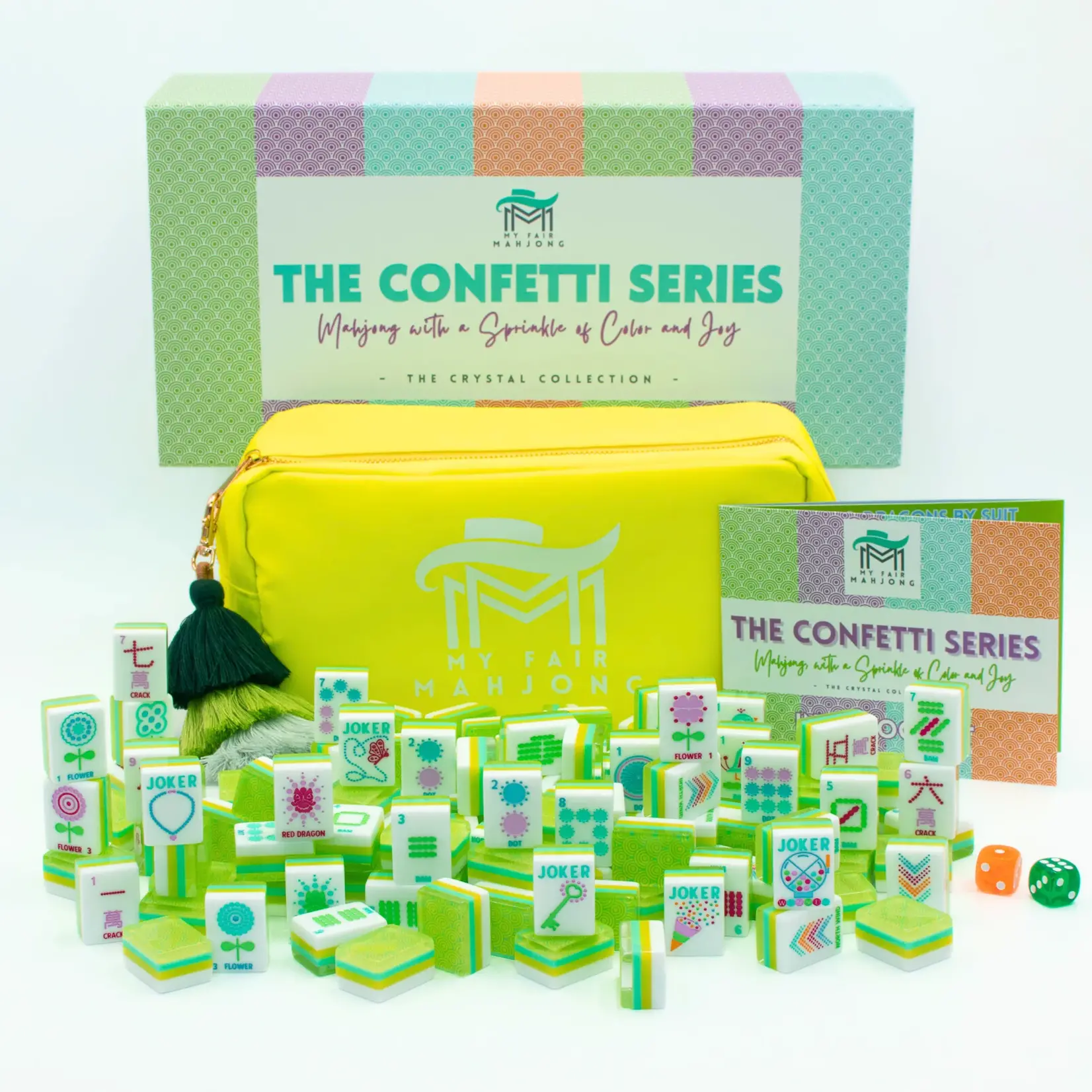 My Fair Mahjong Crystal Confetti Citrus Green Mahjong Tile Set