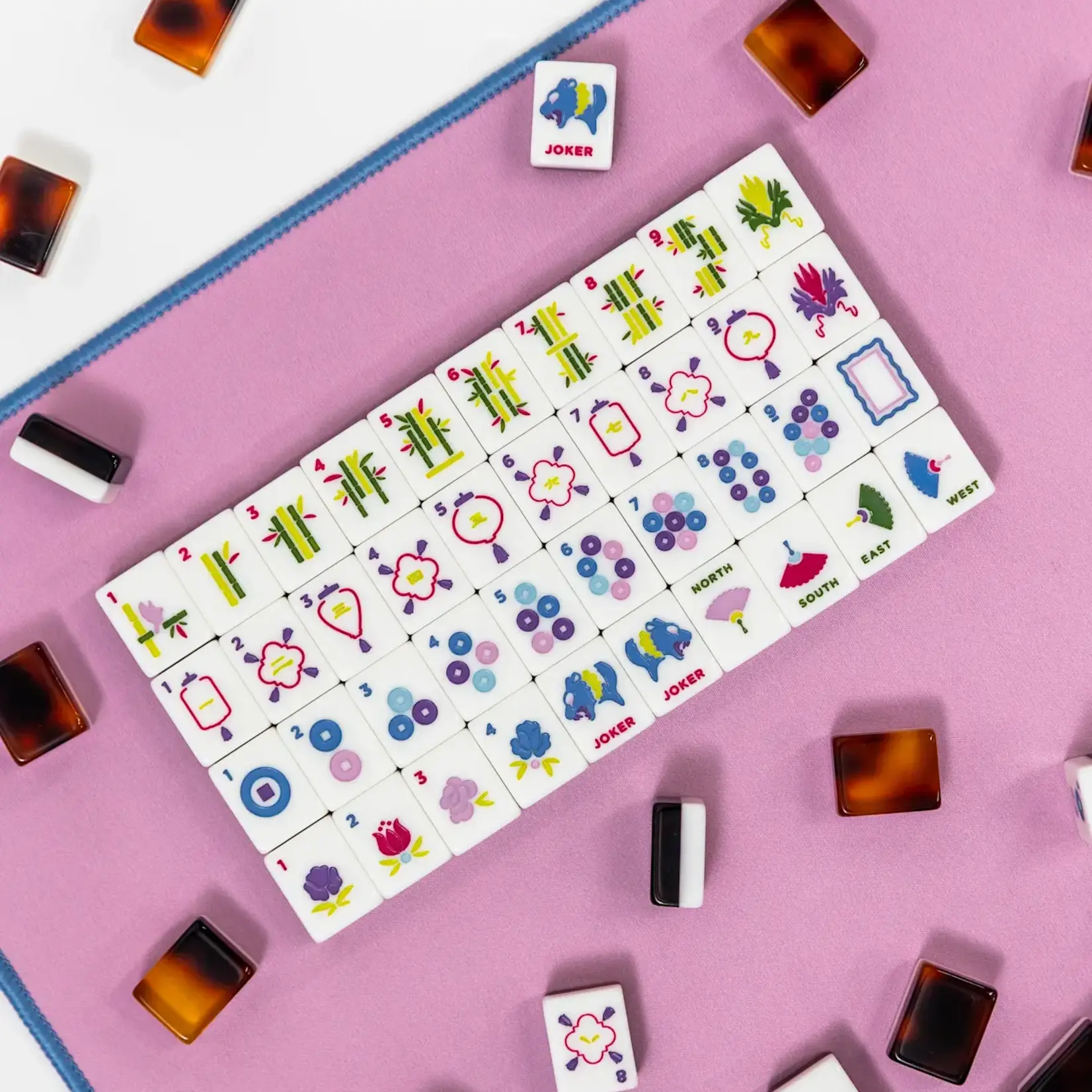 Bam Bird Boutique Vintage Plum Travel Neoprene Mahjong Mat