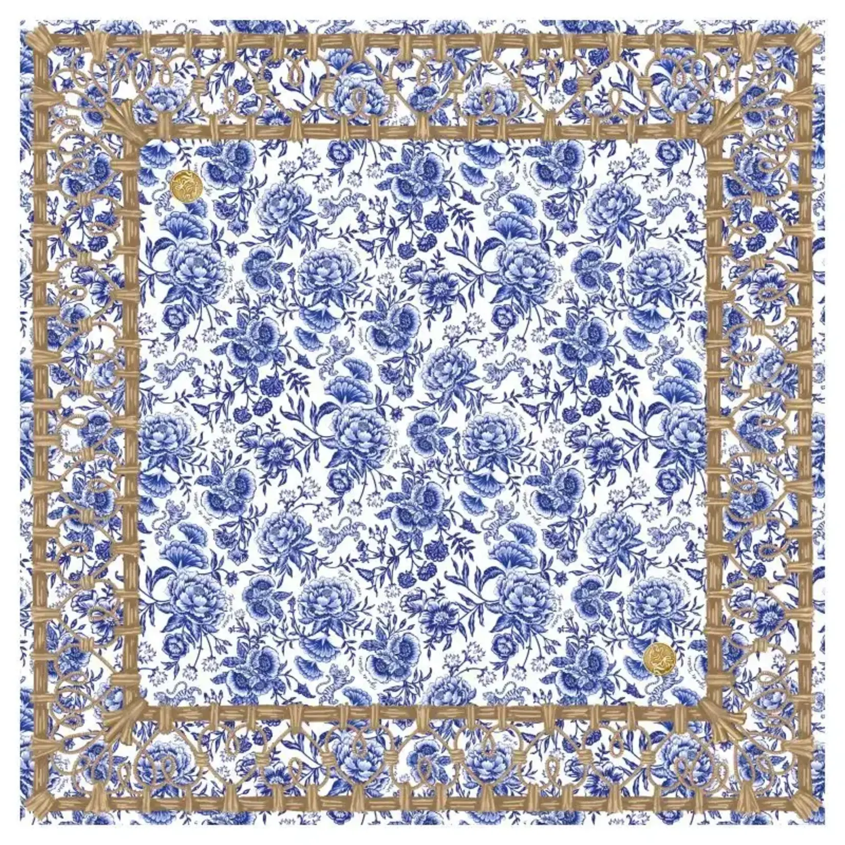 Tigre de Tartan Chinoiserie Bleu Mahjong Gaming Mat