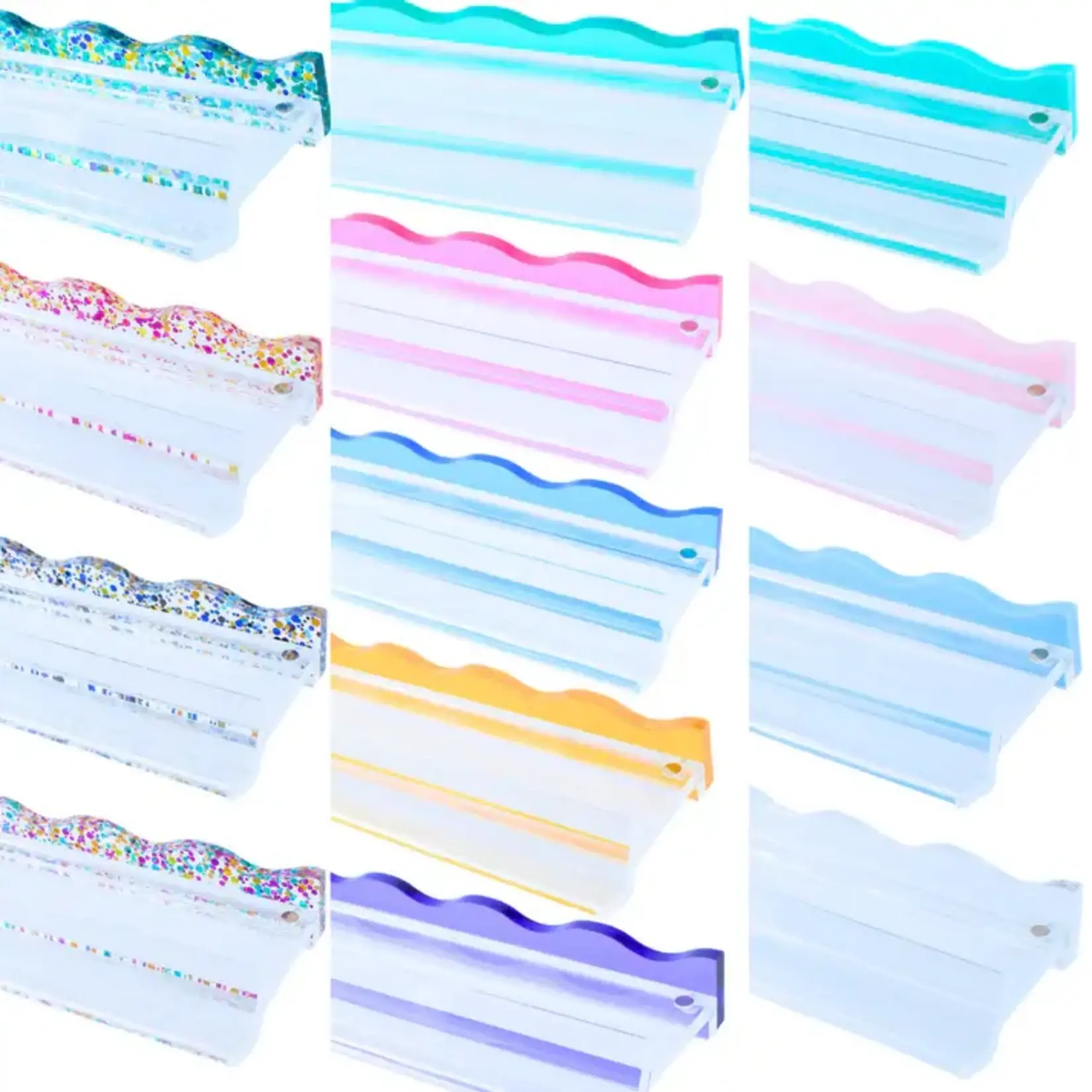 My Fair Mahjong Solid Wavy Macaron Blue Magnetic Mahjong Pusher (No Rack Included)