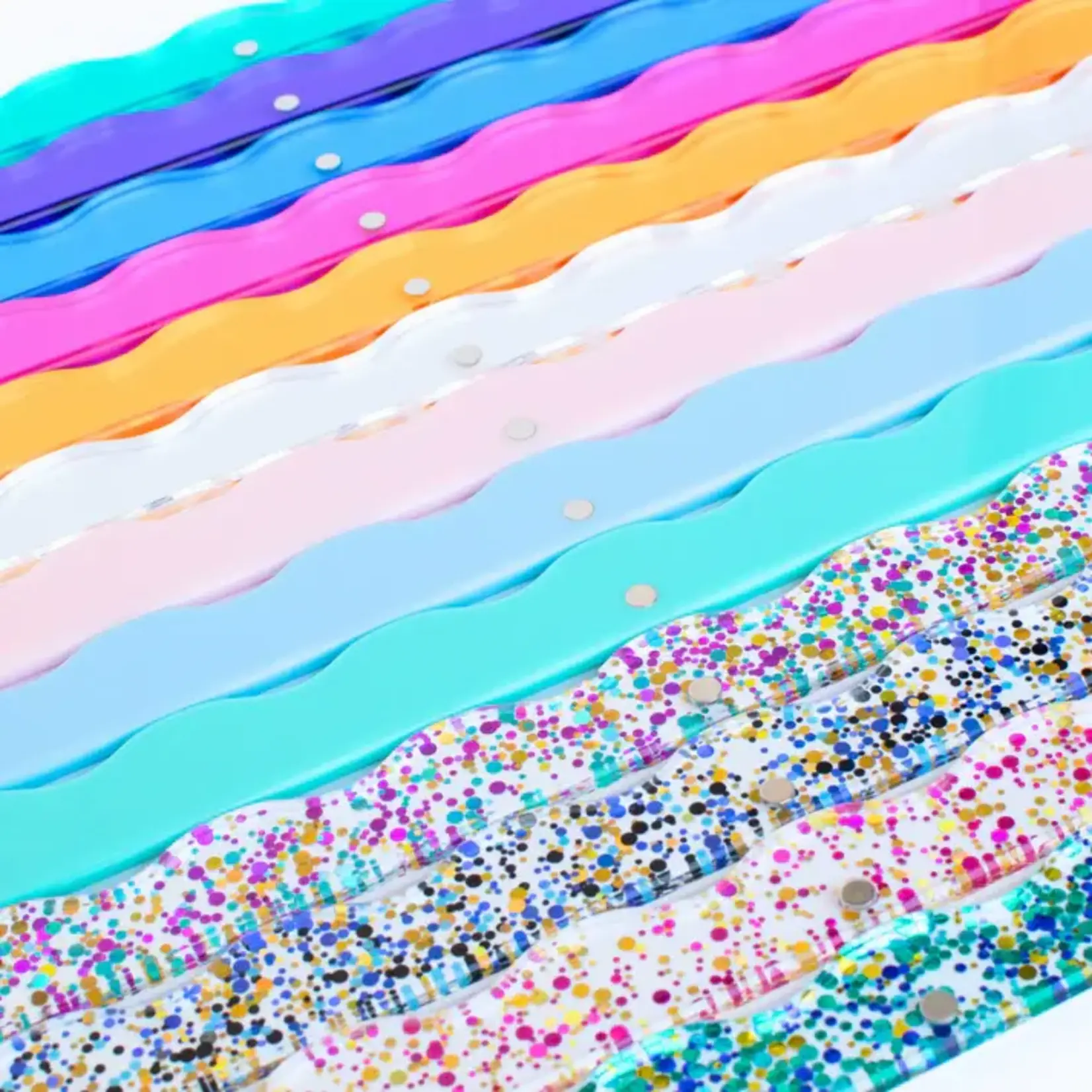 My Fair Mahjong Solid Wavy Macaron Blue Magnetic Mahjong Pusher (No Rack Included)