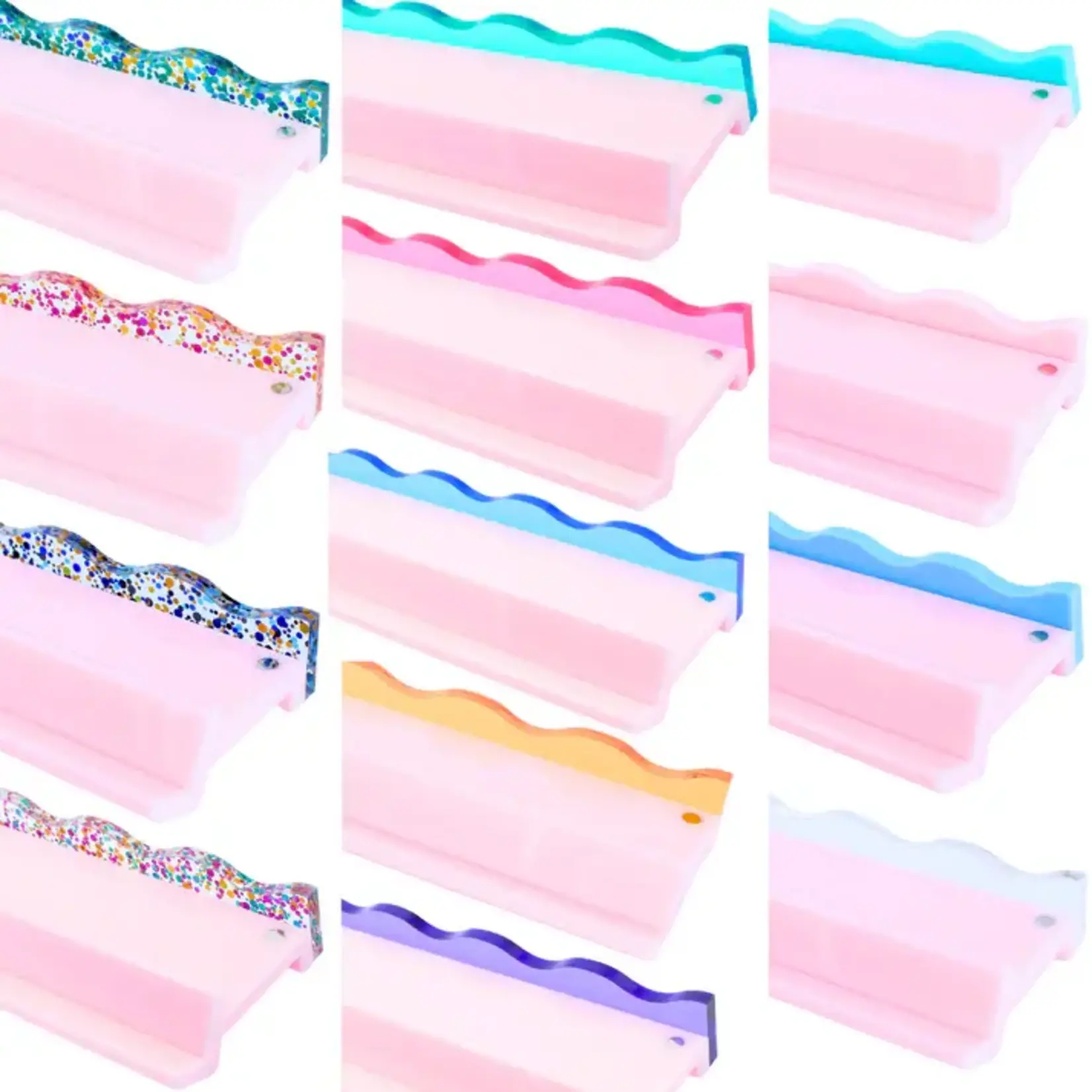 My Fair Mahjong Solid Wavy Macaron Pink Magnetic Mahjong Pusher (No Rack Included)