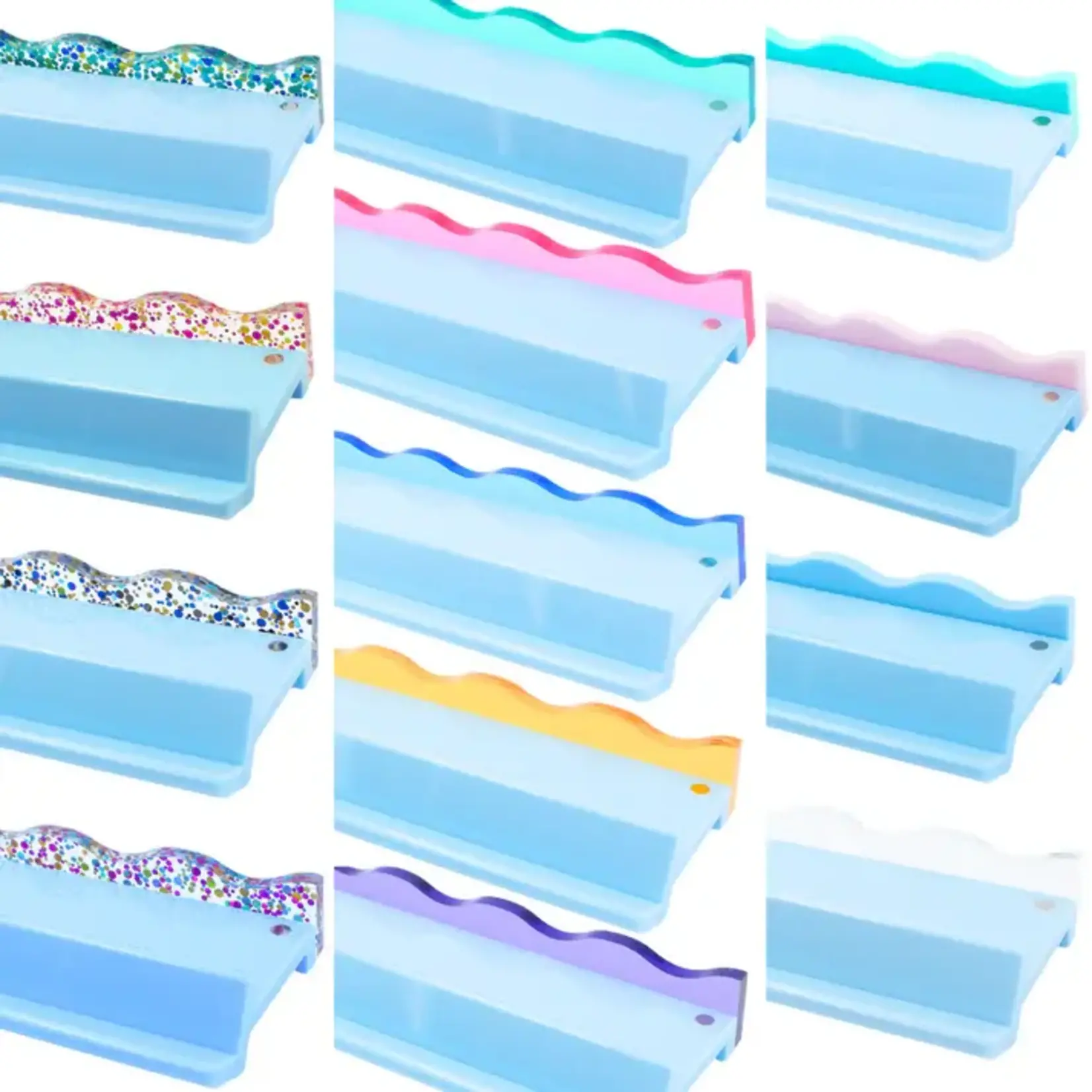 My Fair Mahjong Transparent Wavy Bright Blue Magnetic Mahjong Pusher (No Rack Included)