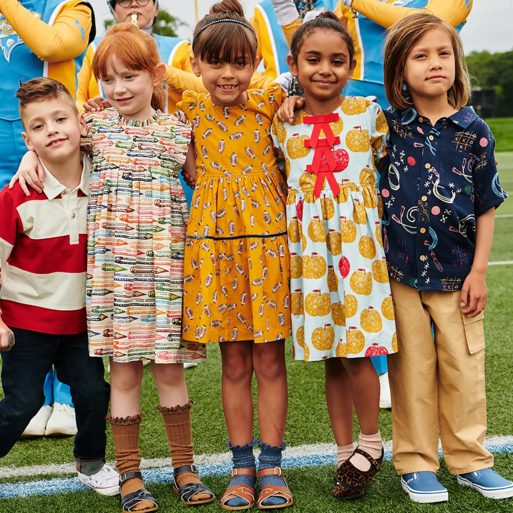 Pink Chicken girls maribelle dress - flying footballs