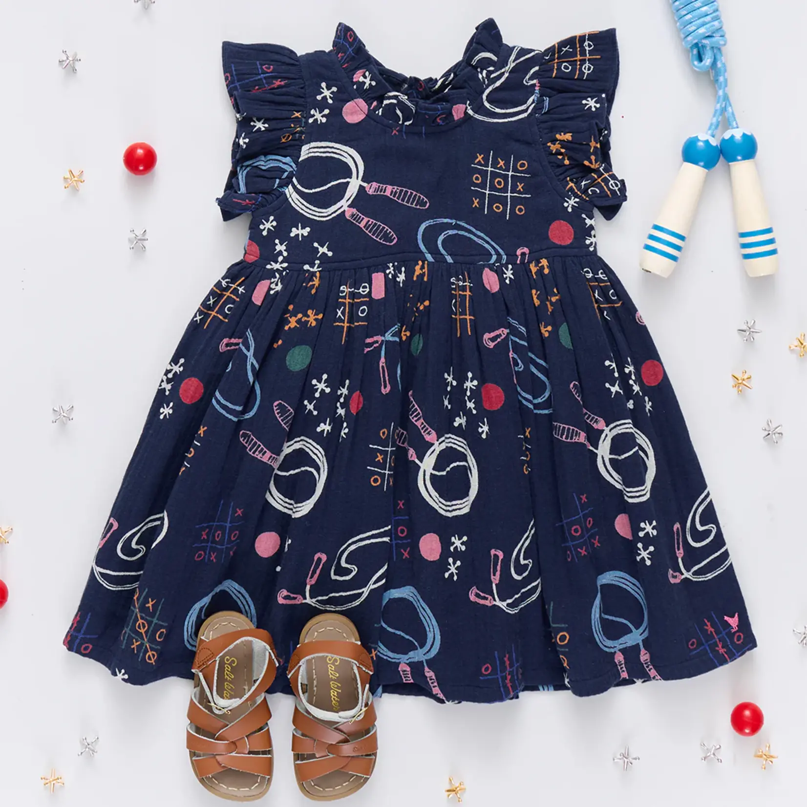 Pink Chicken girls jennifer dress - tic tac toe