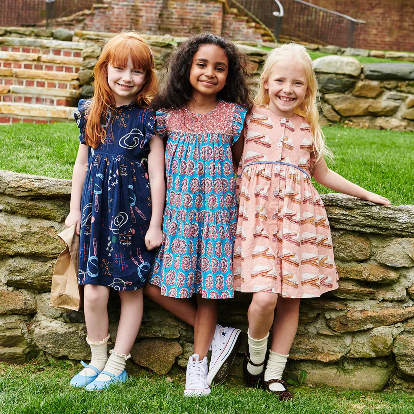 Pink Chicken girls jennifer dress - tic tac toe