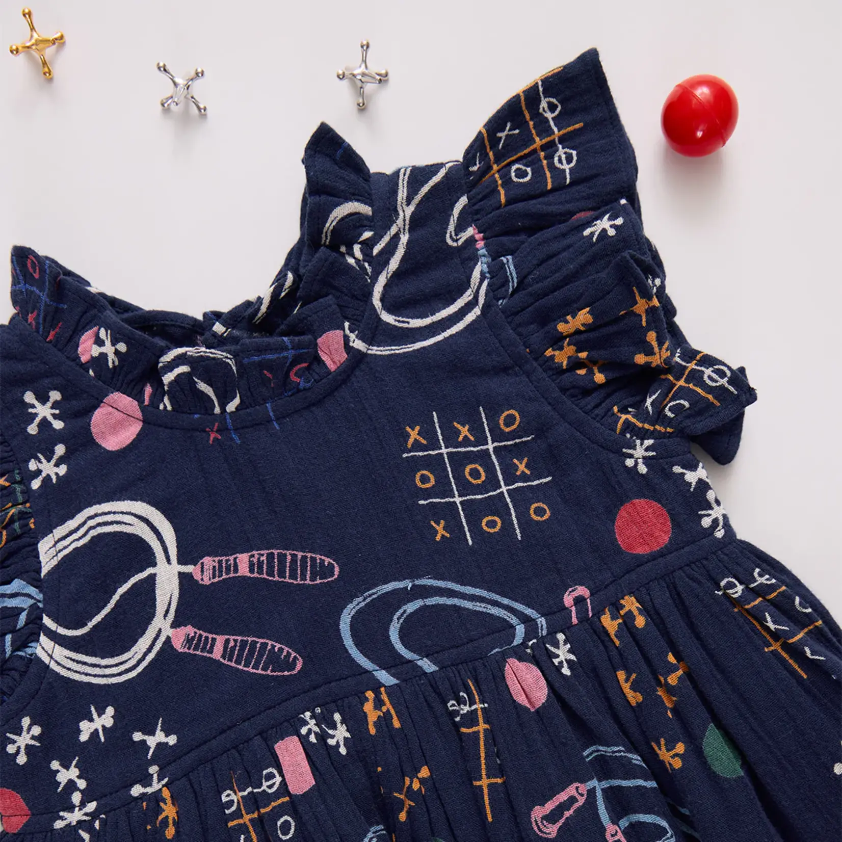 Pink Chicken girls jennifer dress - tic tac toe