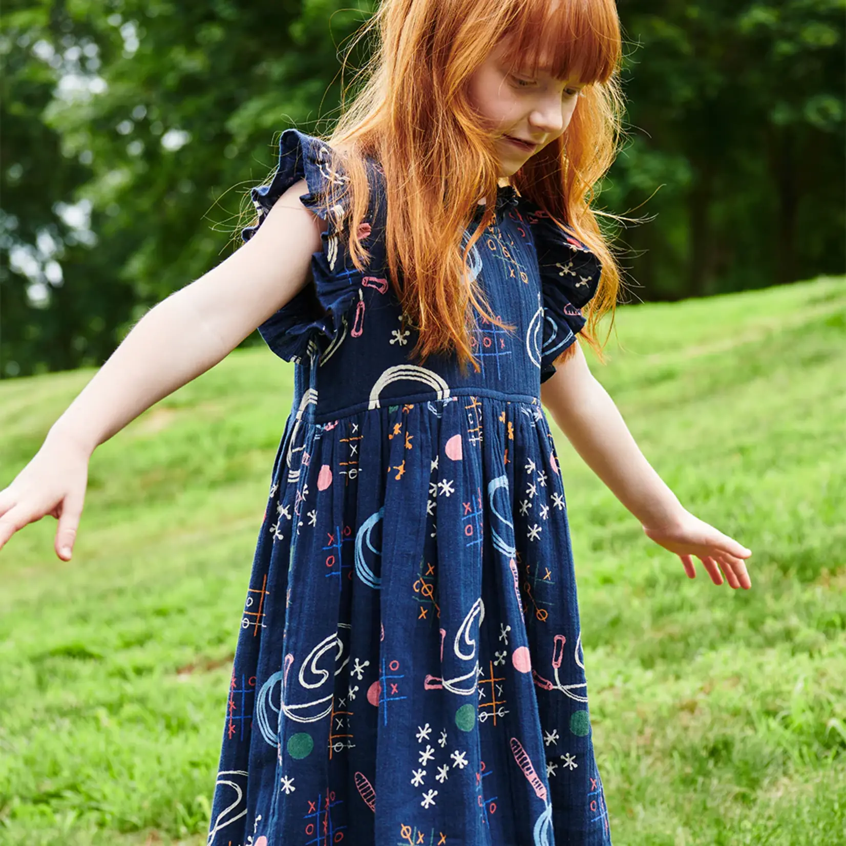 Pink Chicken girls jennifer dress - tic tac toe