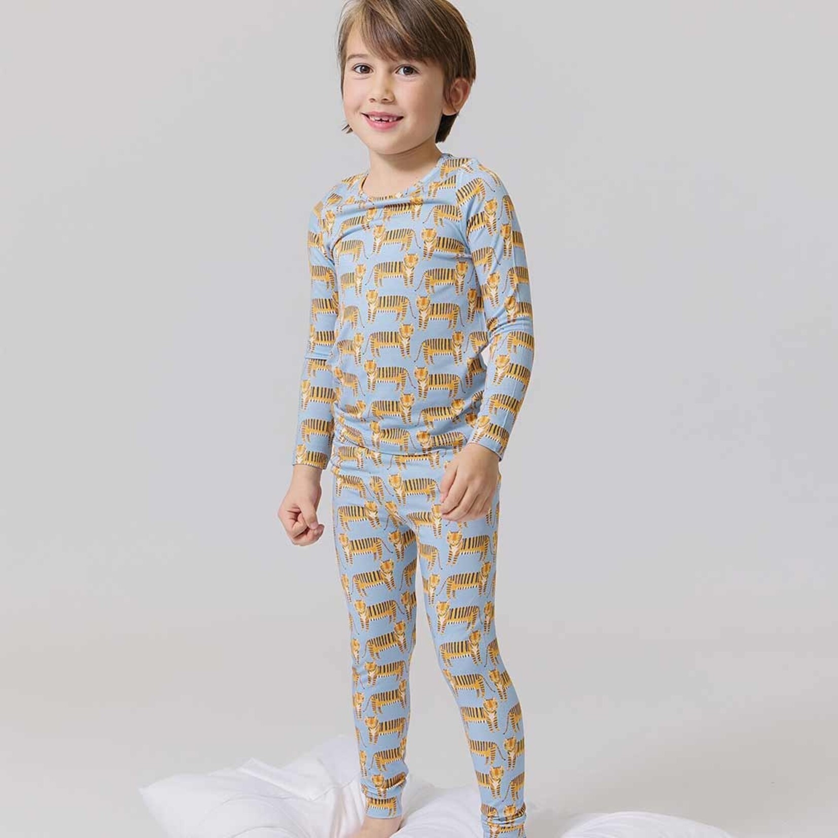 Pink Chicken kids bamboo pj set - tigers