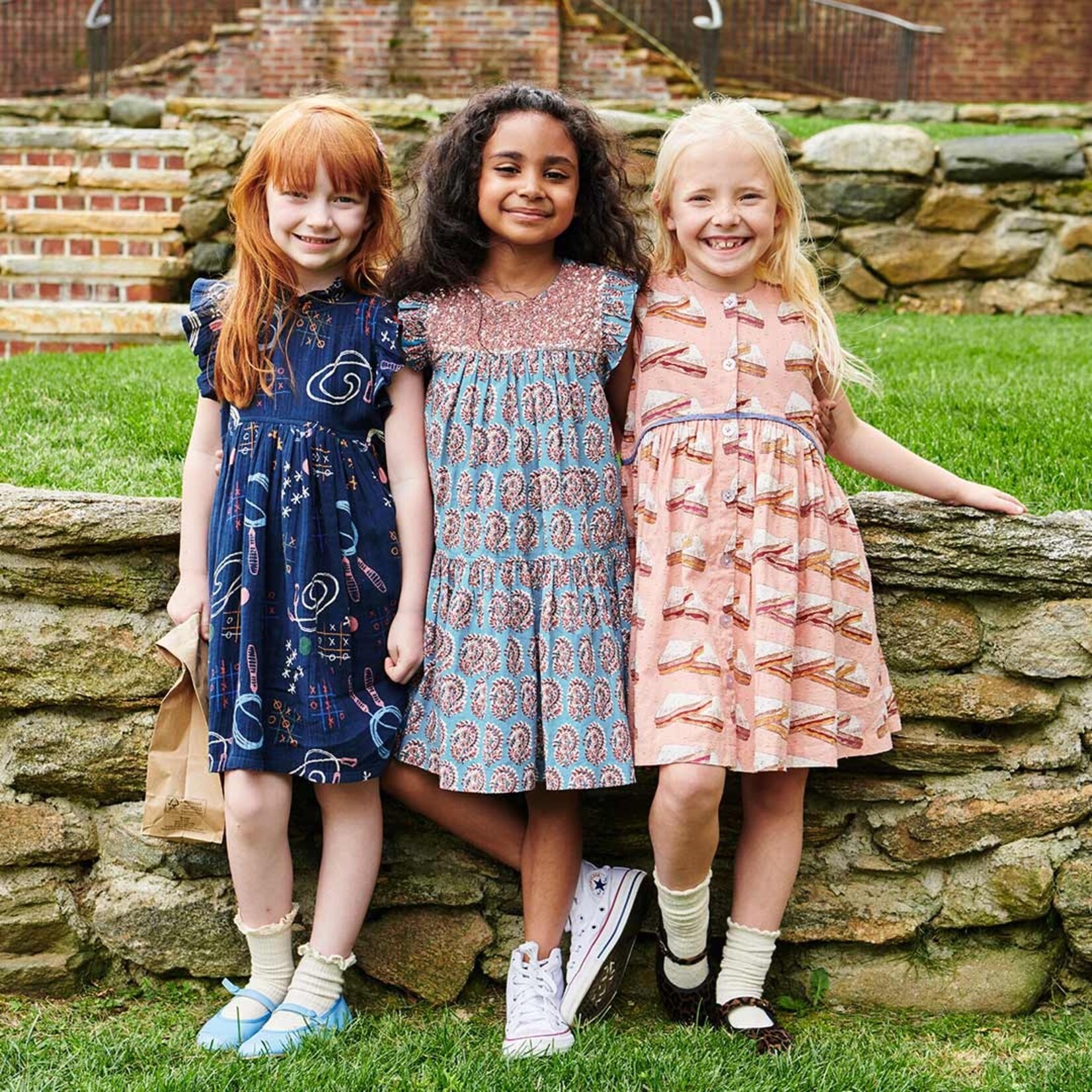 Pink Chicken girls fiona ruffle dress - blue paisley