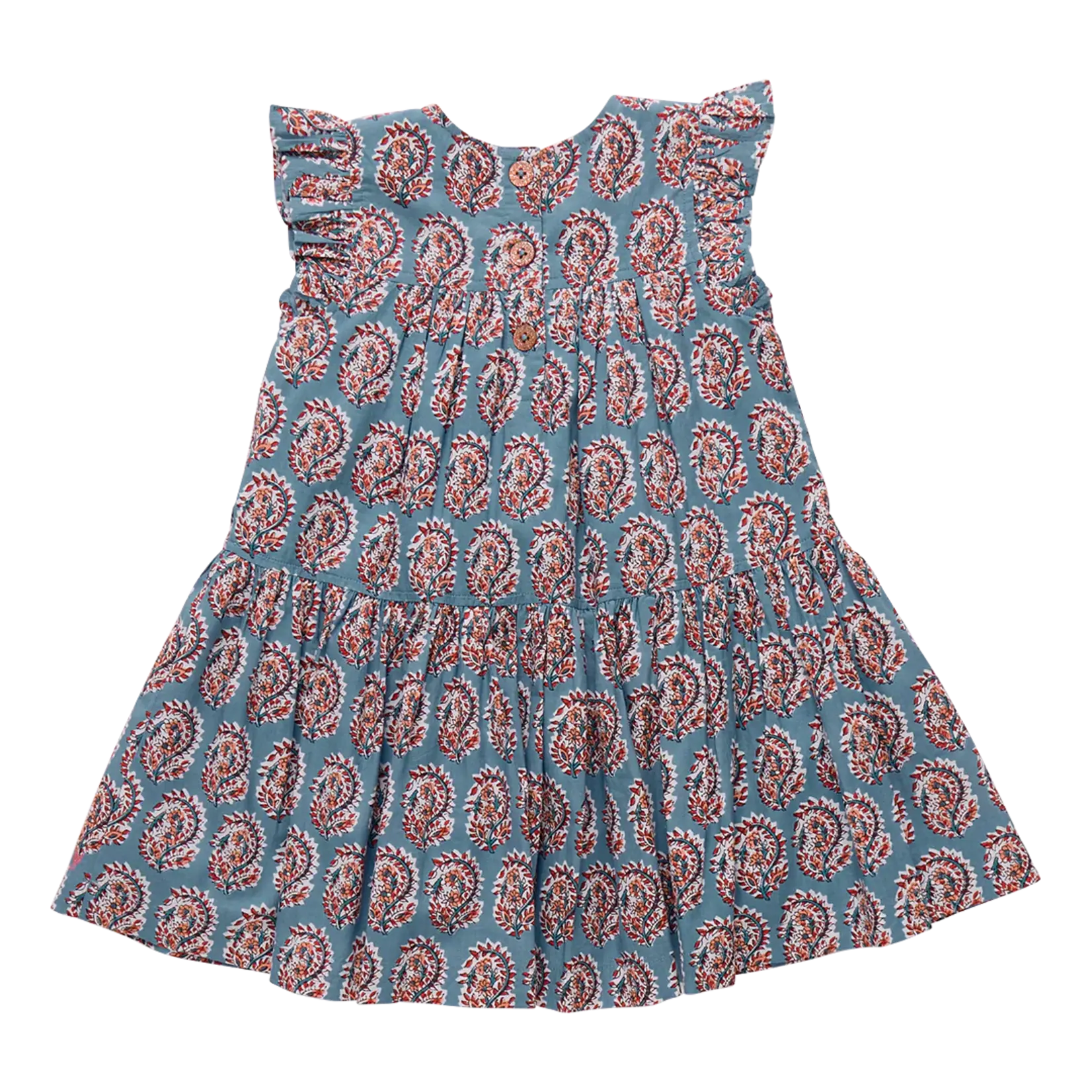 Pink Chicken girls fiona ruffle dress - blue paisley