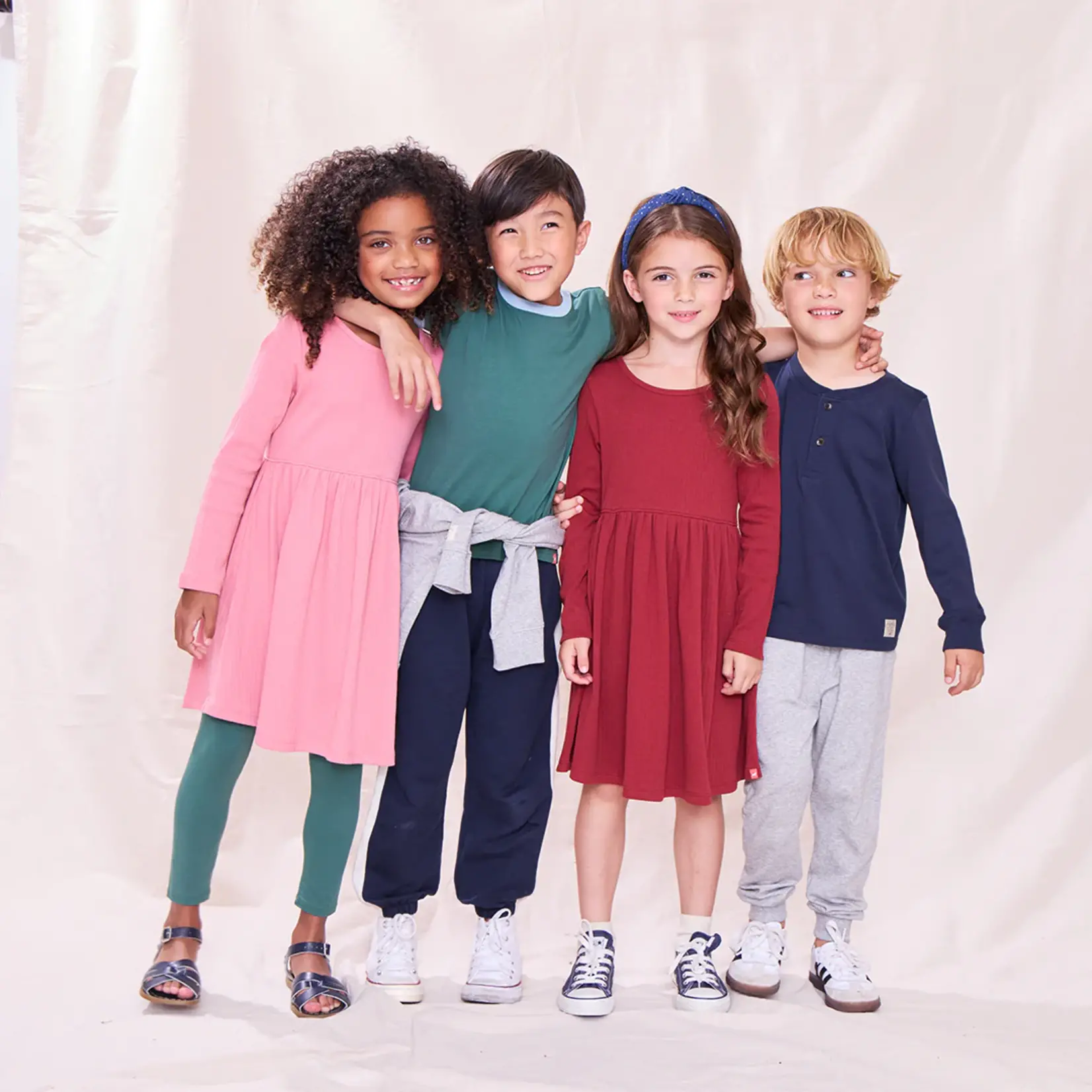 Pink Chicken sunny long sleeve rib dress - dark pink