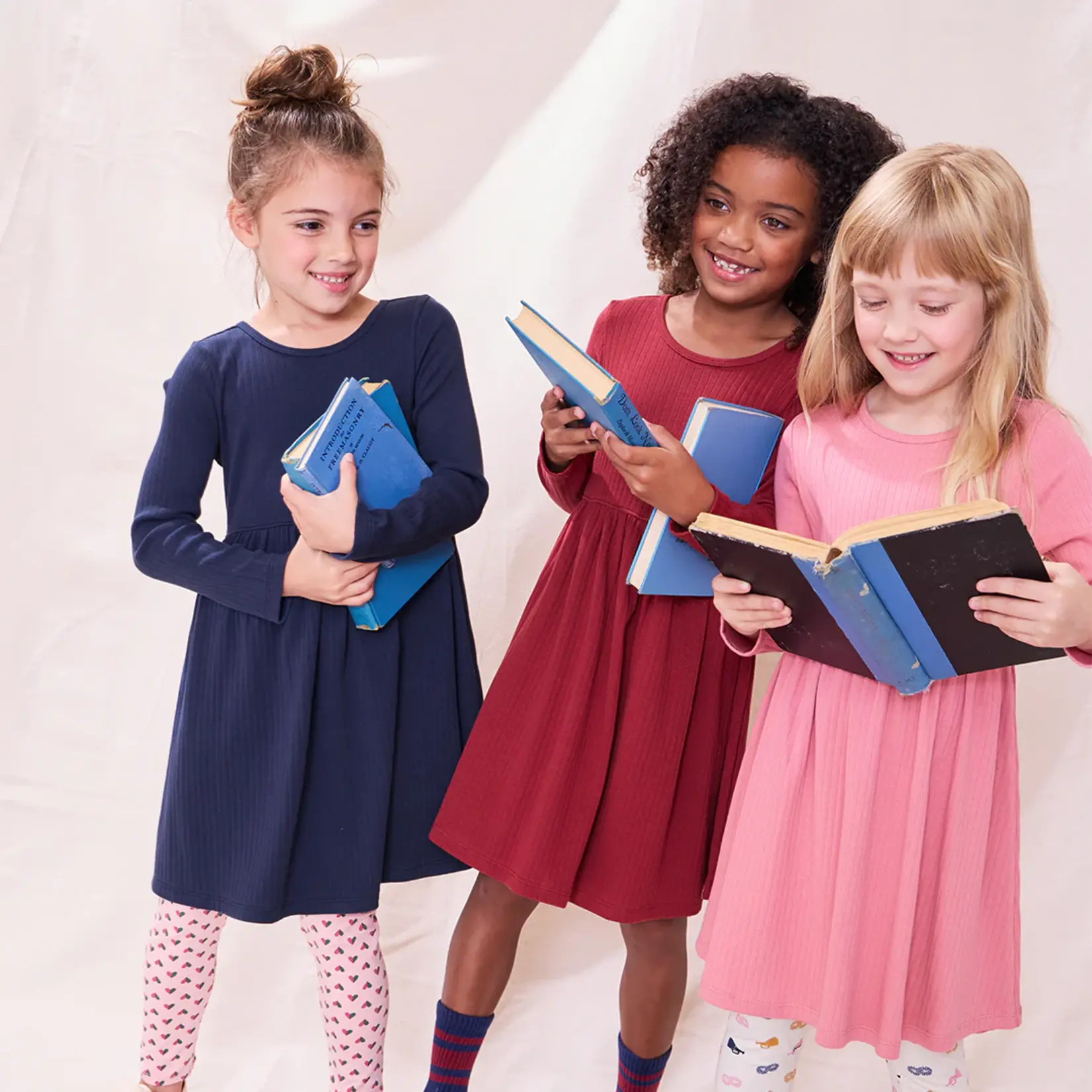 Pink Chicken sunny long sleeve rib dress - dark pink