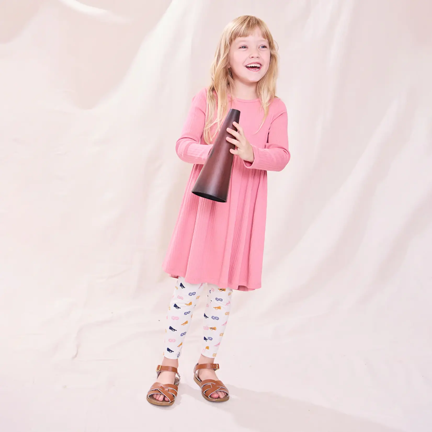 Pink Chicken sunny long sleeve rib dress - dark pink